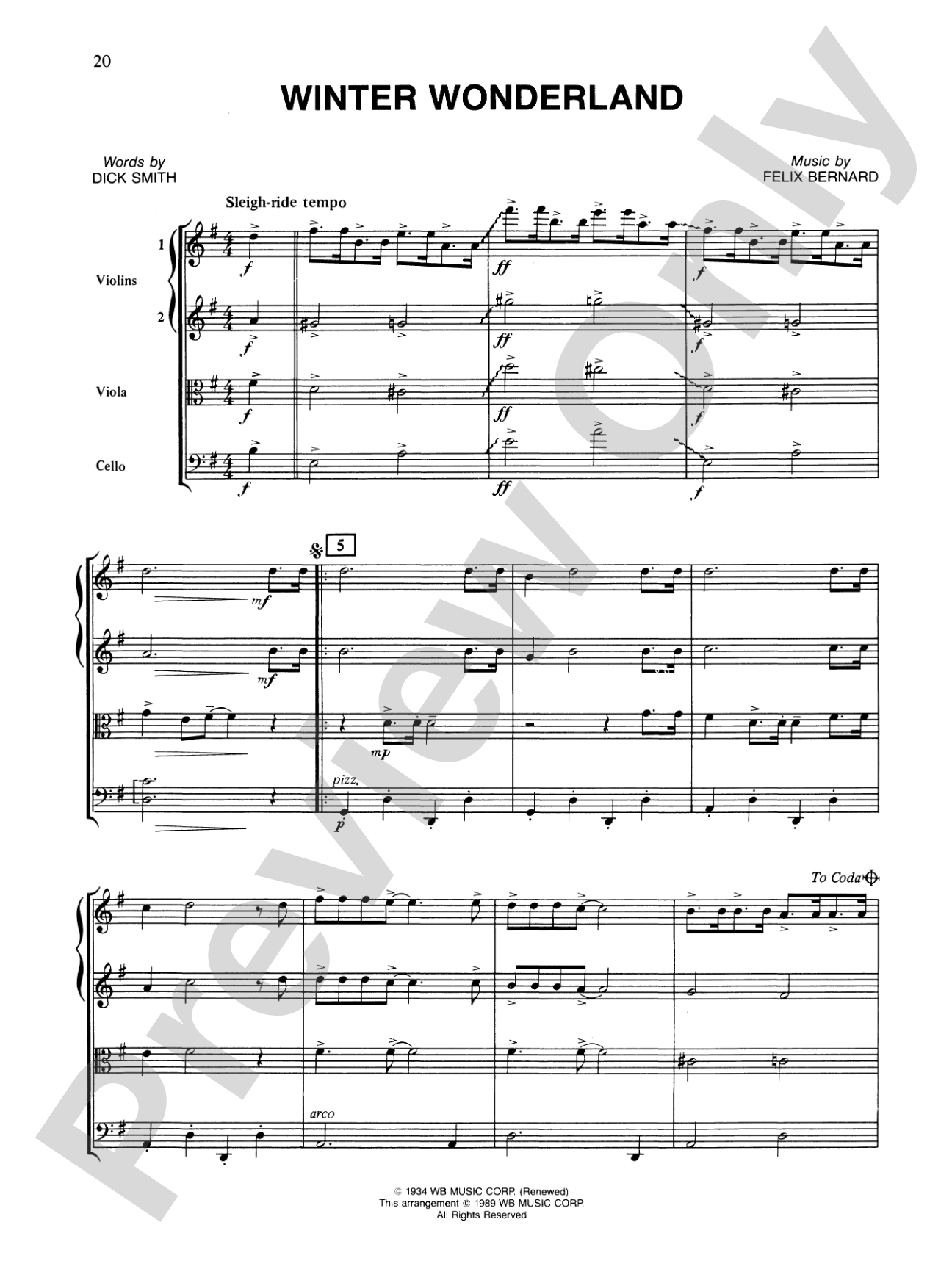 Popular Yuletide Favorites: String Quartet Full Score & Parts