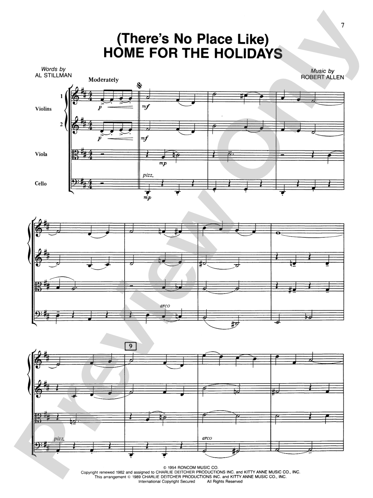 Popular Yuletide Favorites: String Quartet Full Score & Parts