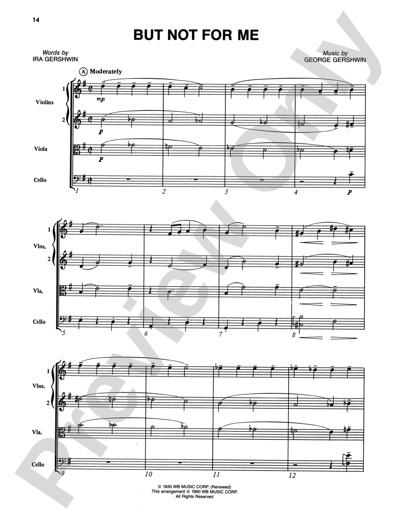 The Man I Love and Other George Gershwin Classics: String Quartet Full Score & Parts