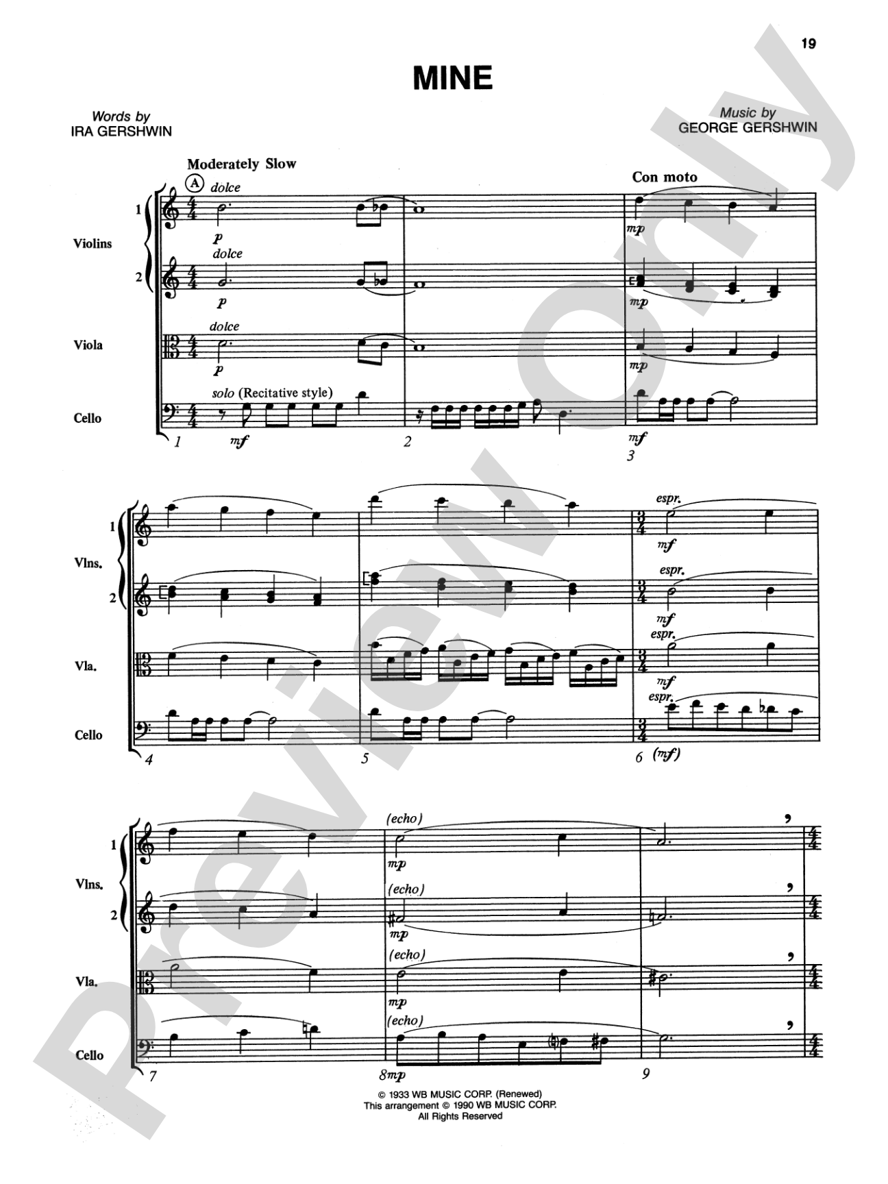The Man I Love and Other George Gershwin Classics: String Quartet Full Score & Parts