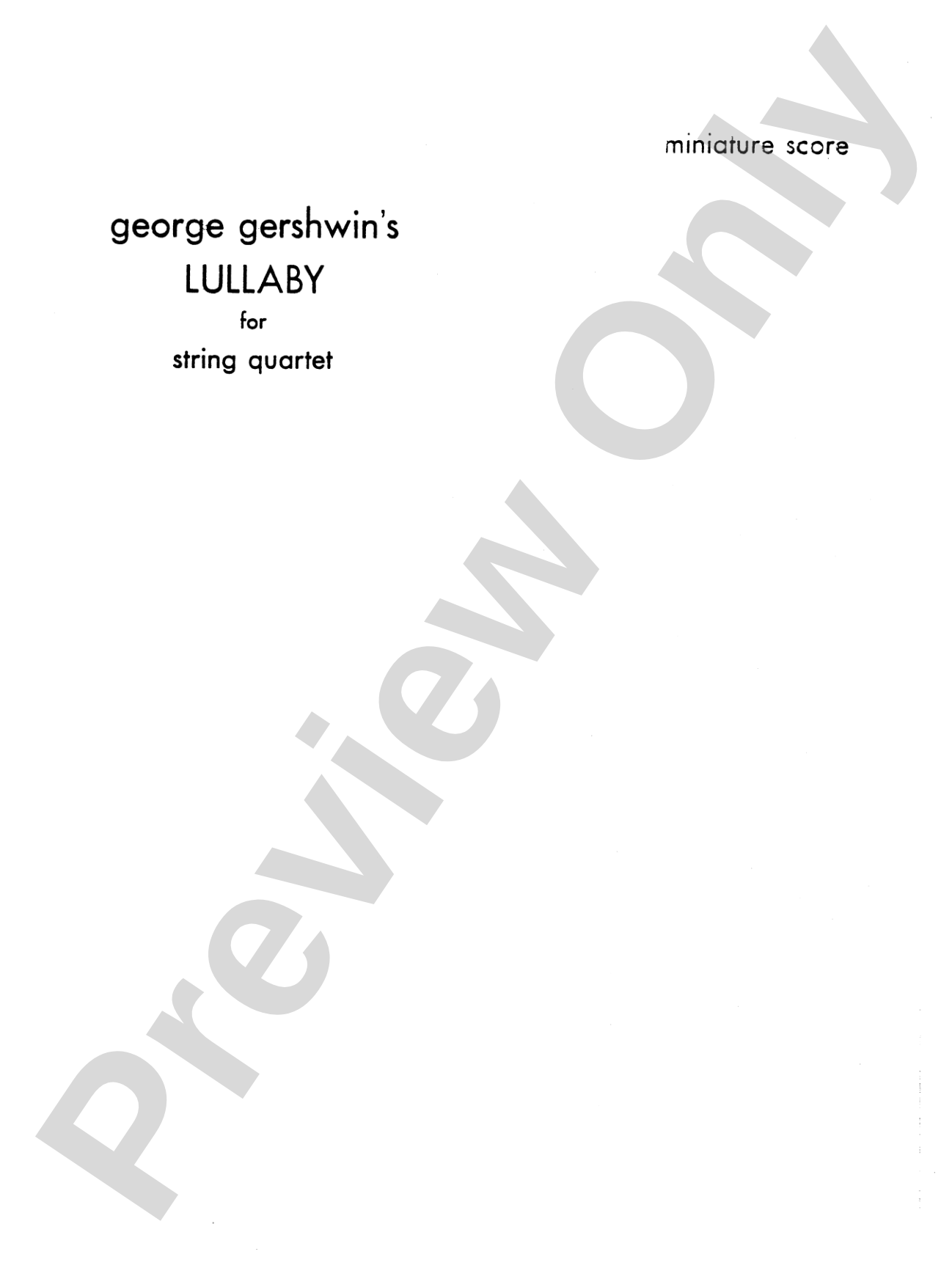 Lullaby: String Quartet Full Score & Parts