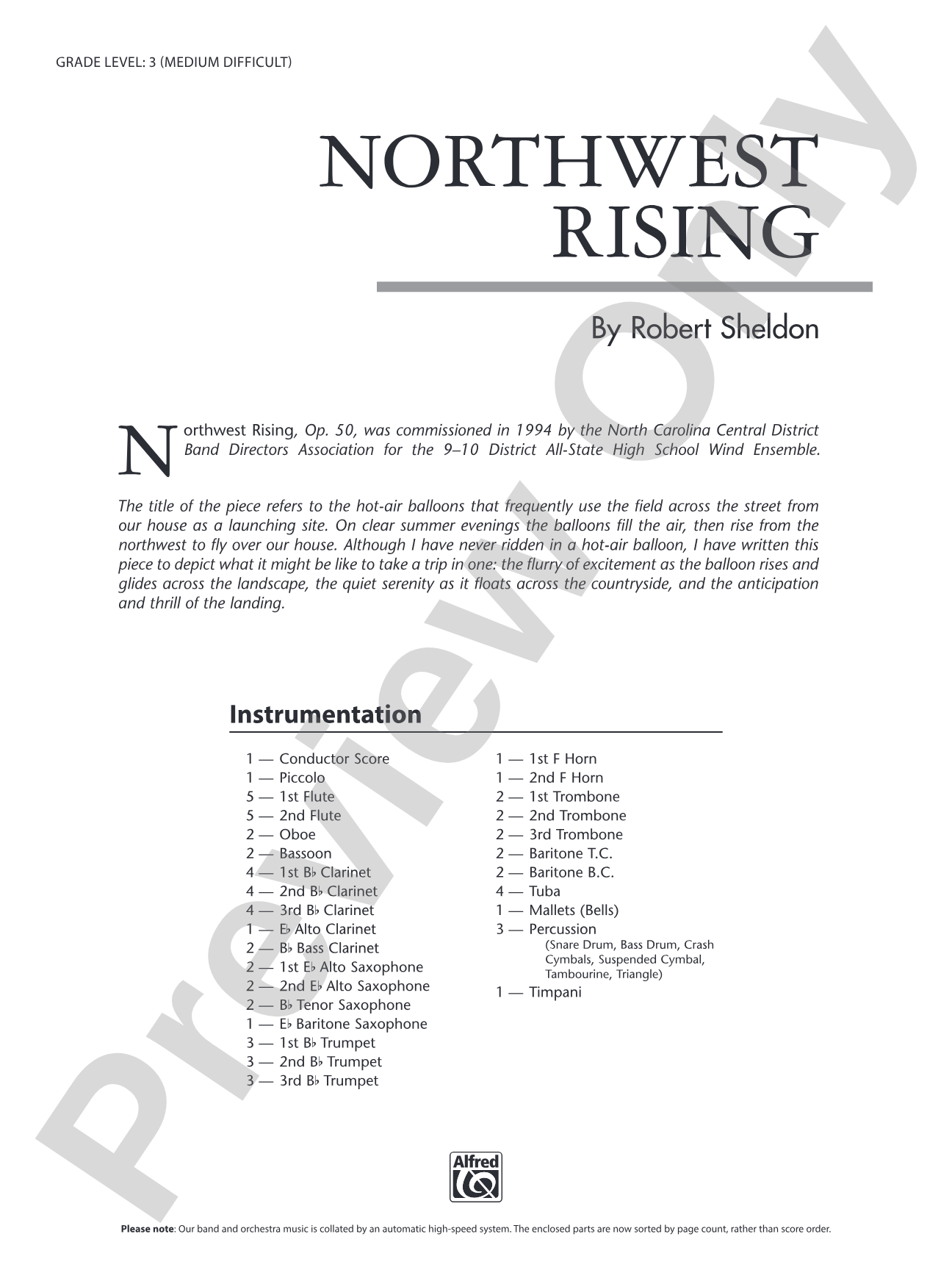 Northwest Rising: Concert Band Conductor Score & Parts