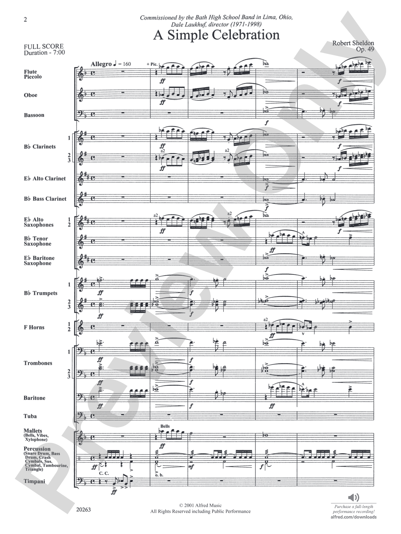 A Simple Celebration: Concert Band Conductor Score & Parts