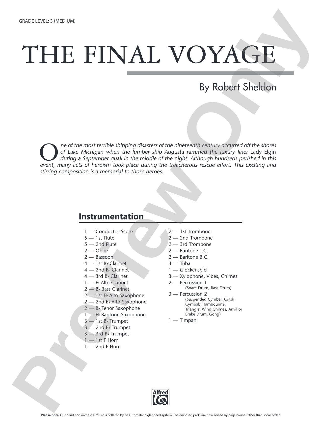 The Final Voyage: Concert Band Conductor Score & Parts