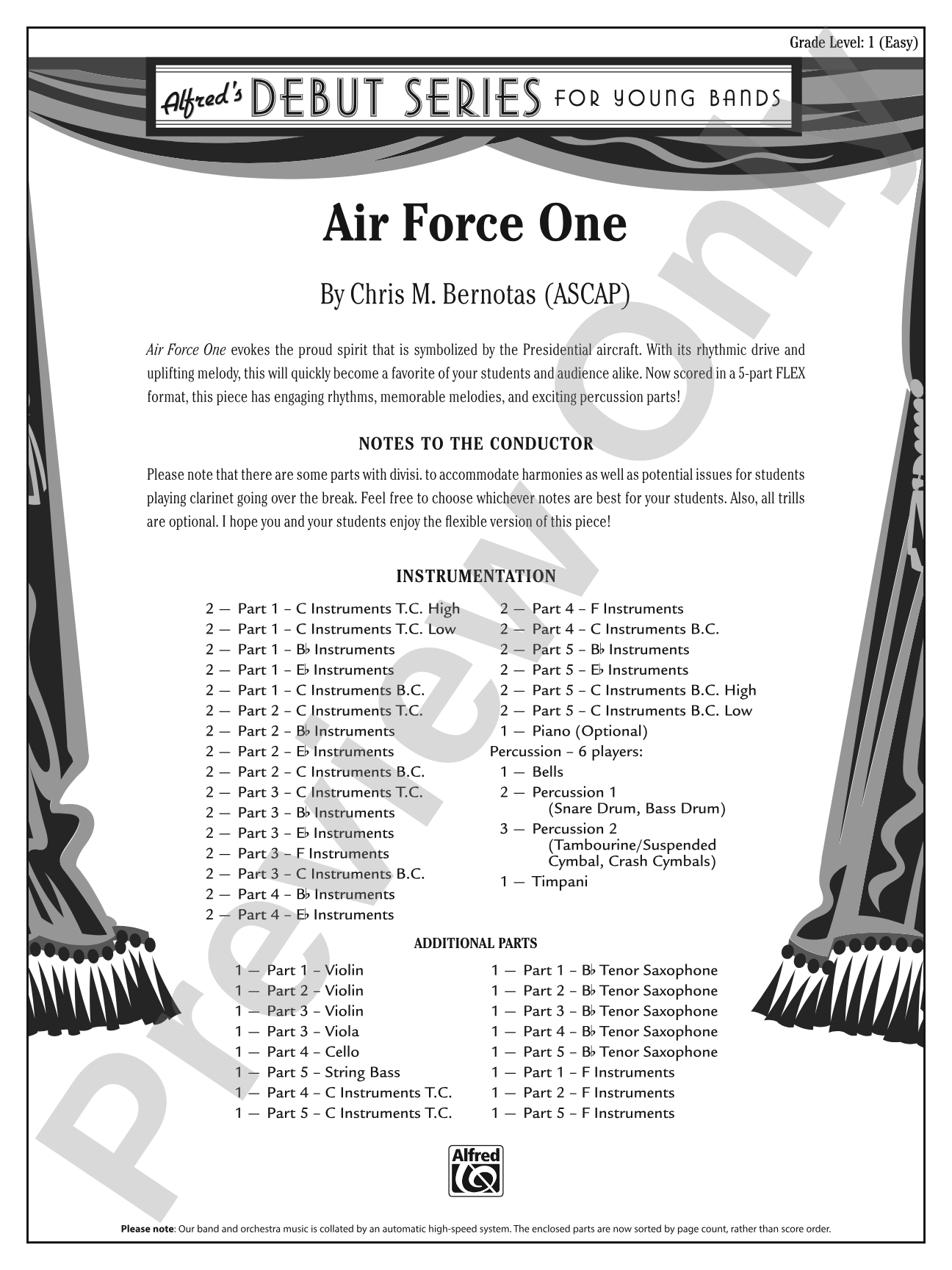 Air Force One: Flexible Band/String Ensemble Score & Parts