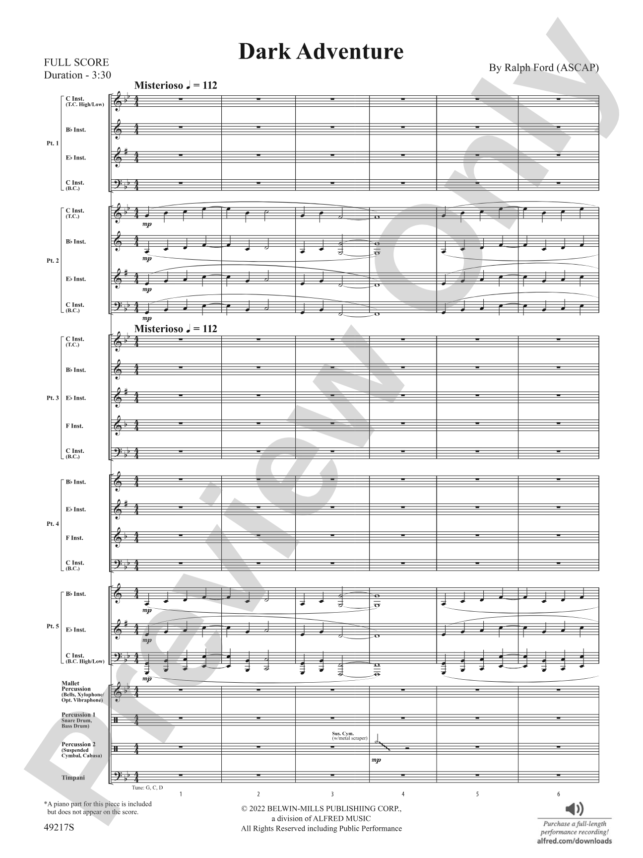 Dark Adventure: Flexible Band/String Ensemble Score & Parts