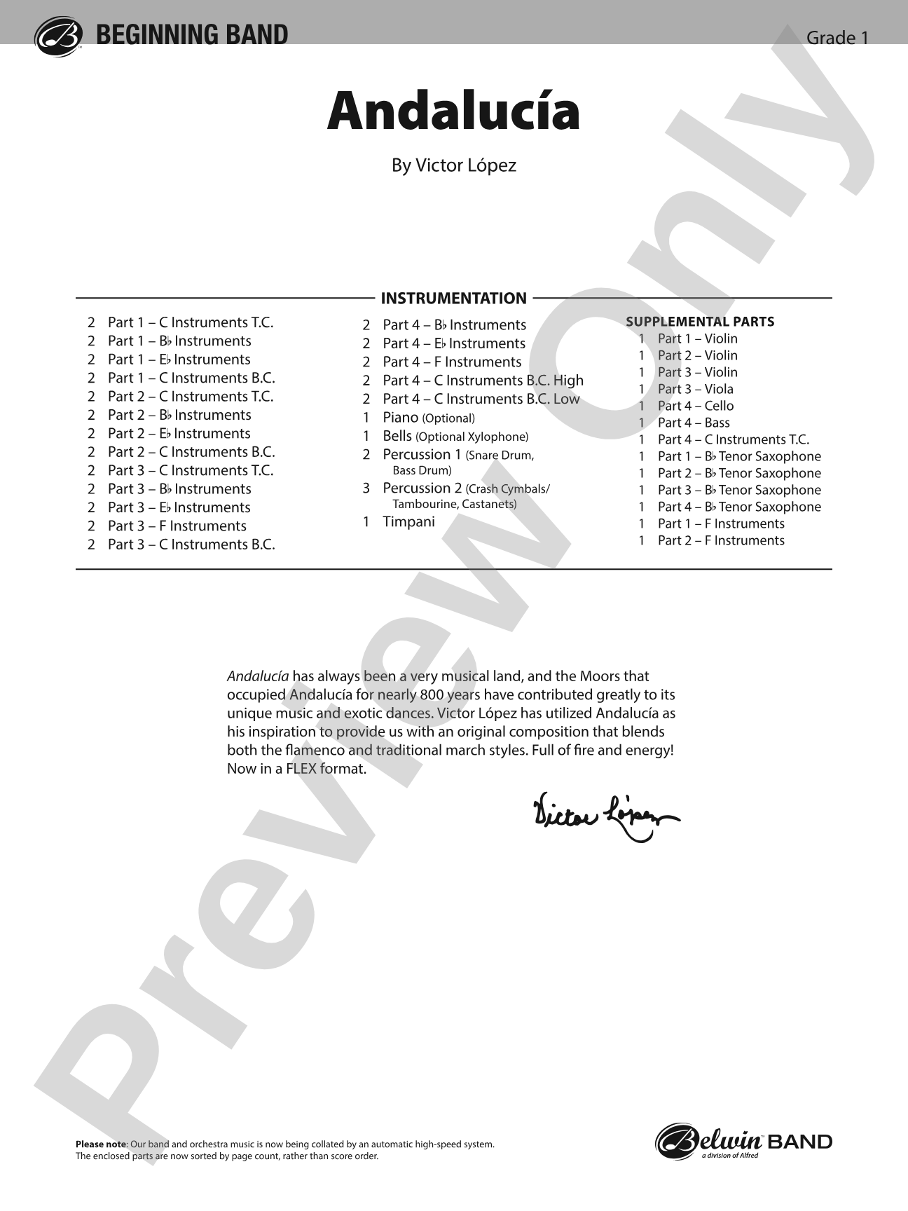 Andalucía: Flexible Band/String Ensemble Score & Parts