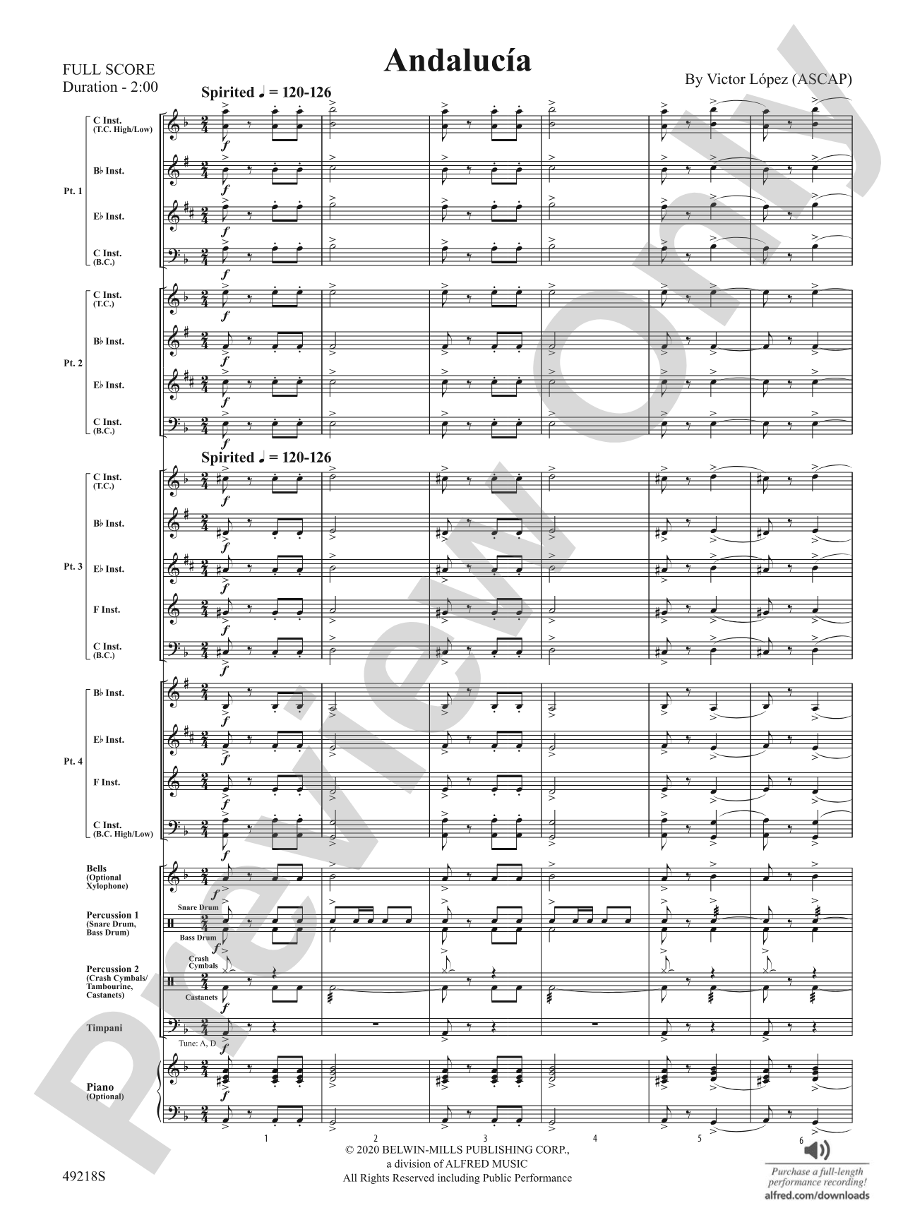 Andalucía: Flexible Band/String Ensemble Score & Parts