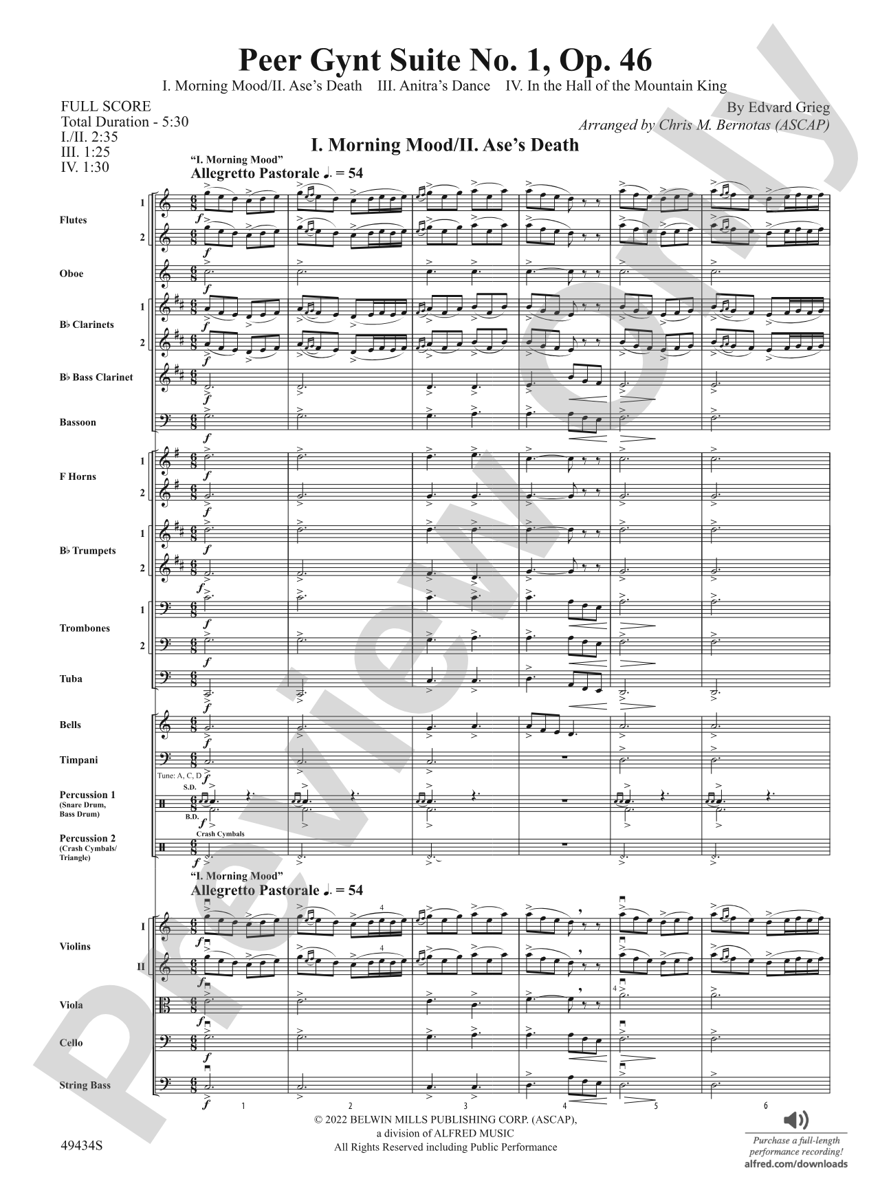 Peer Gynt Suite No.1, Op. 46: Full Orchestra Conductor Score & Parts