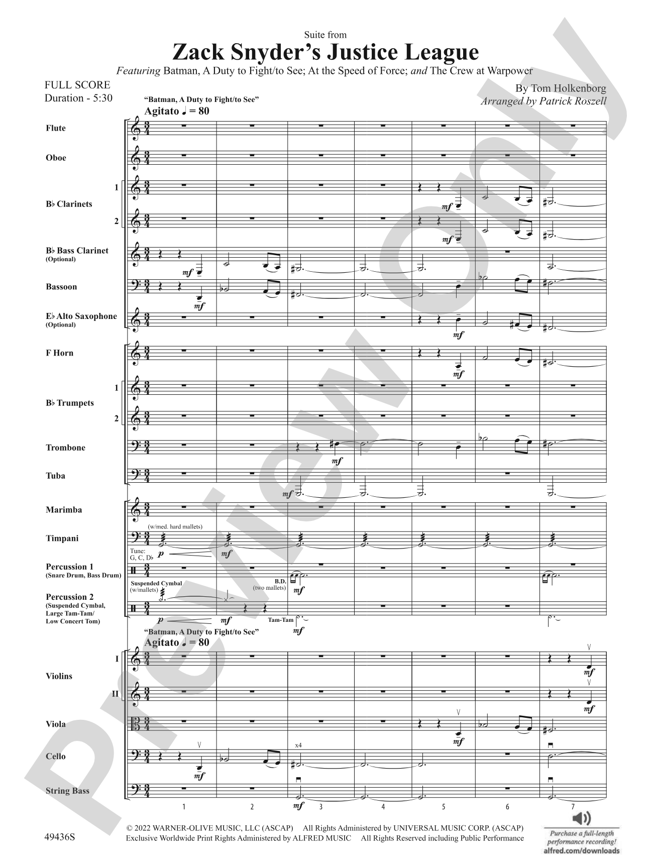 Suite from Zack Snyder's Justice League: Full Orchestra Conductor Score & Parts