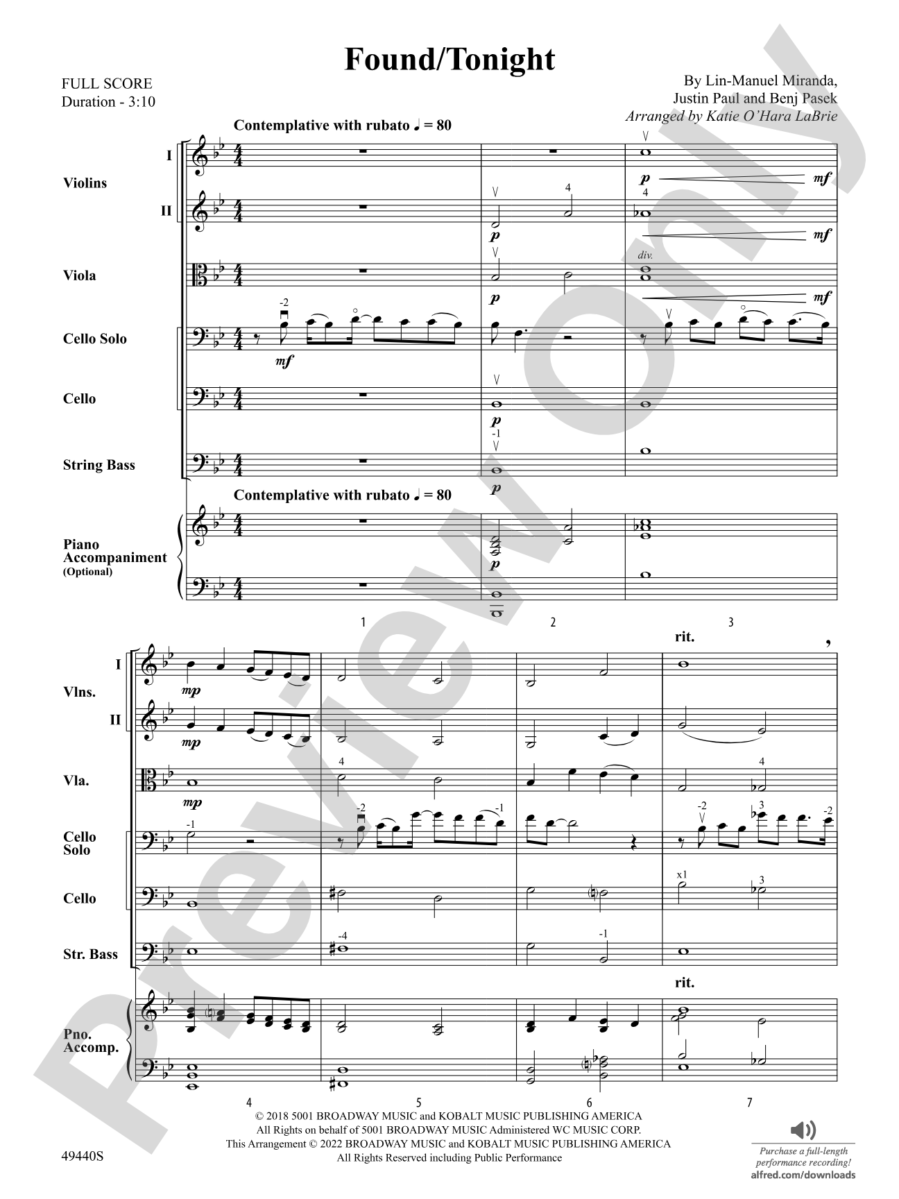 Found/Tonight: String Orchestra Conductor Score & Parts