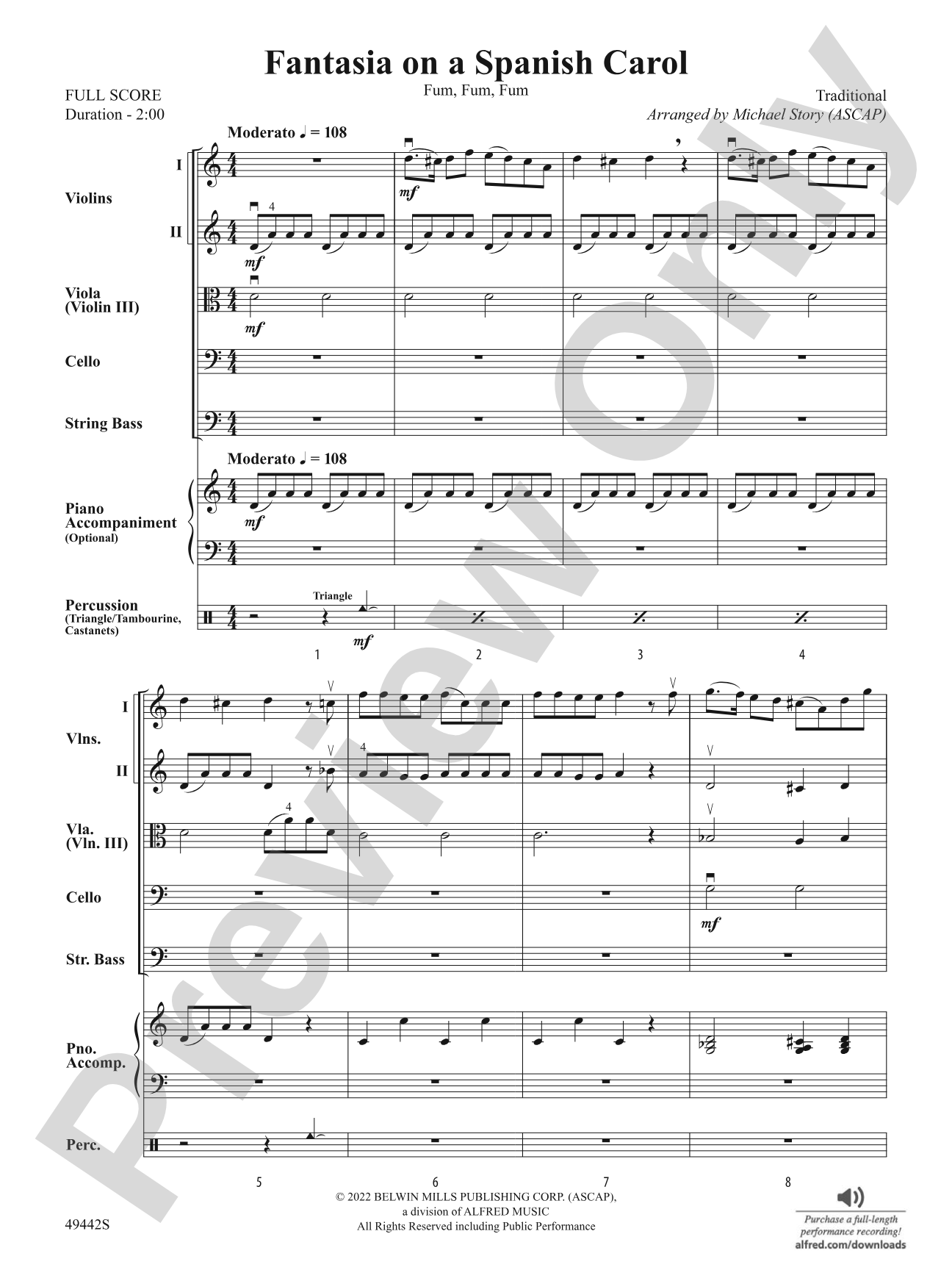 Fantasia on a Spanish Carol: String Orchestra Conductor Score & Parts