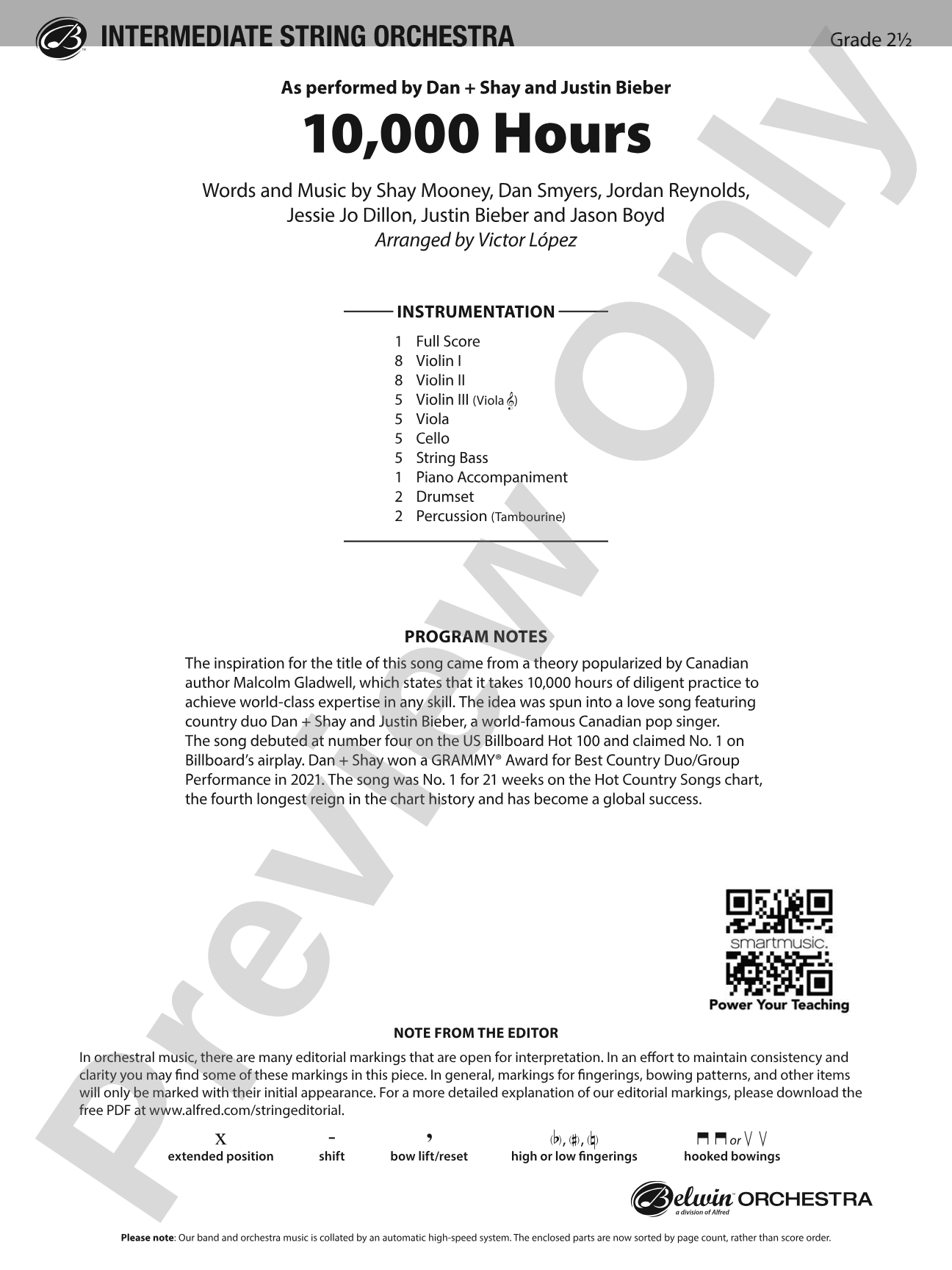 10,000 Hours: String Orchestra Conductor Score & Parts