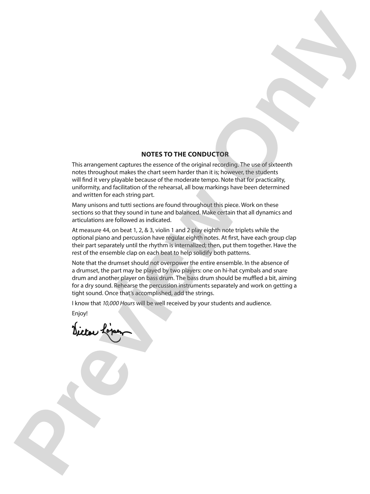 10,000 Hours: String Orchestra Conductor Score & Parts