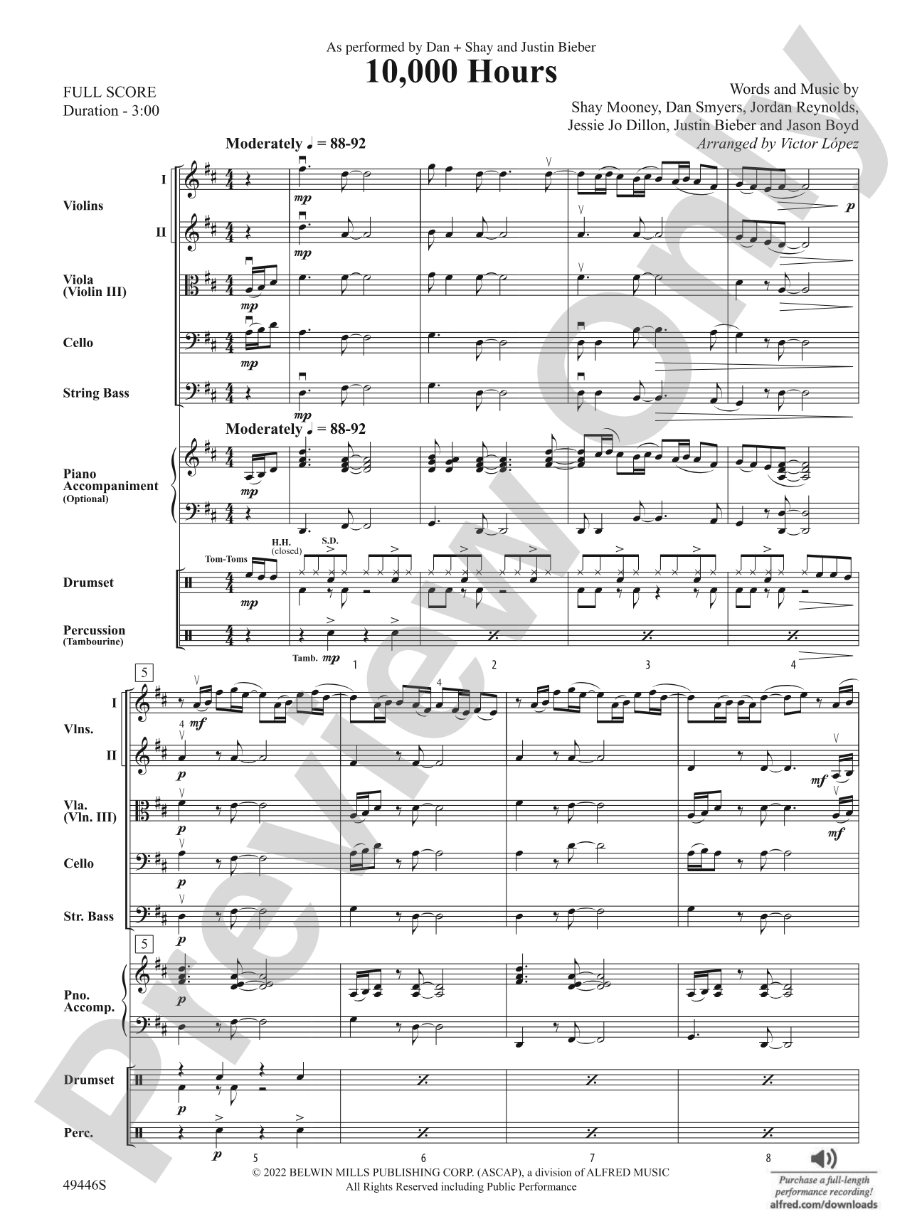 10,000 Hours: String Orchestra Conductor Score & Parts