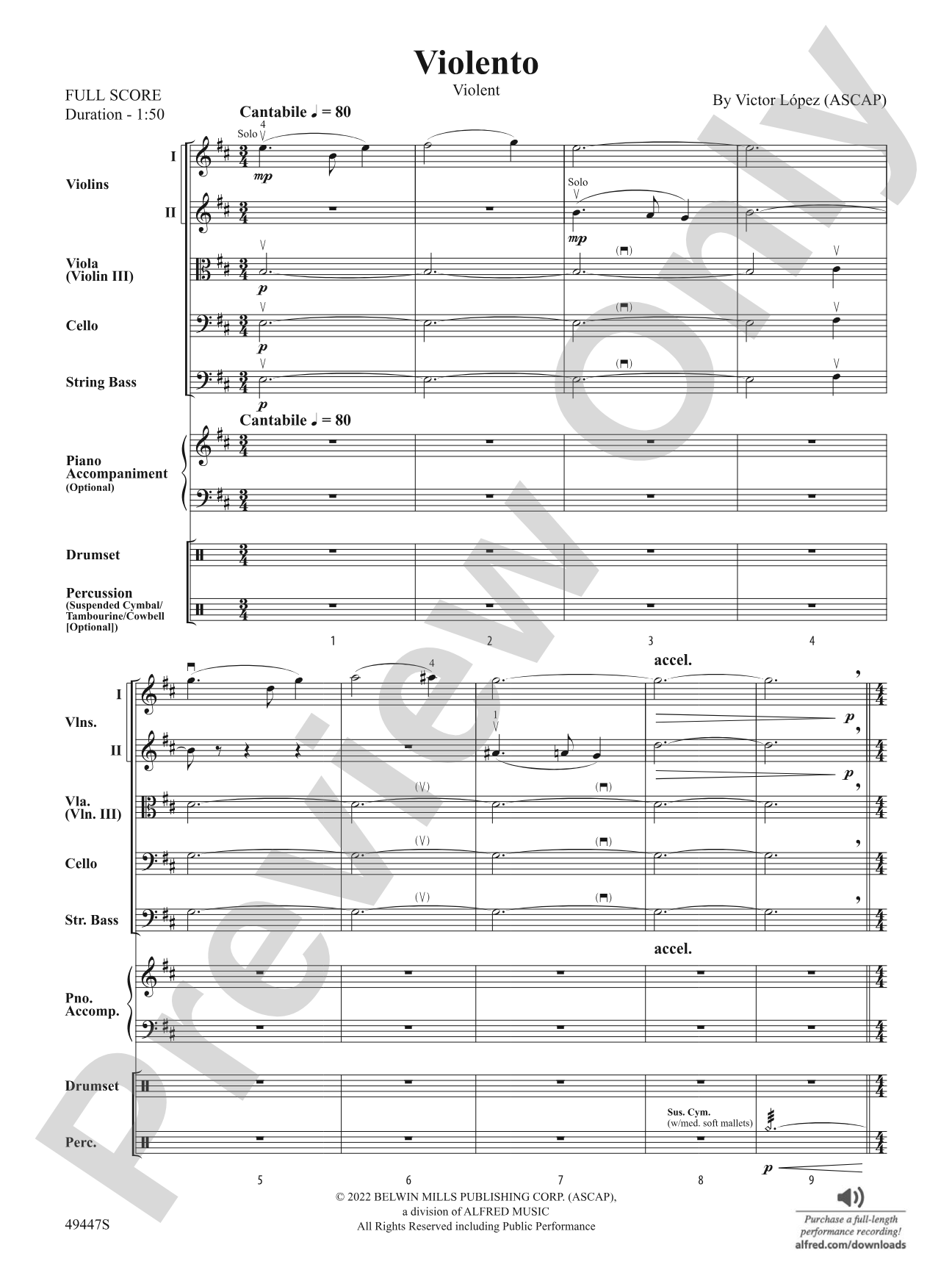 Violento: String Orchestra Conductor Score & Parts