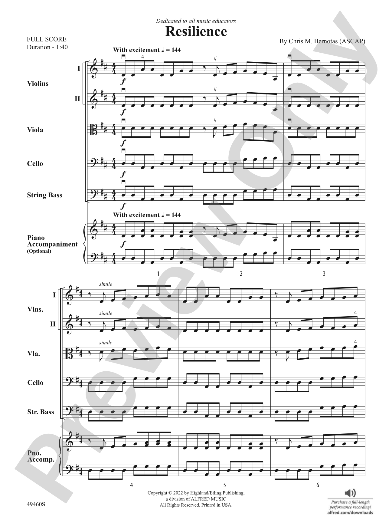 Resilience: Flexible String Ensemble Score & Parts