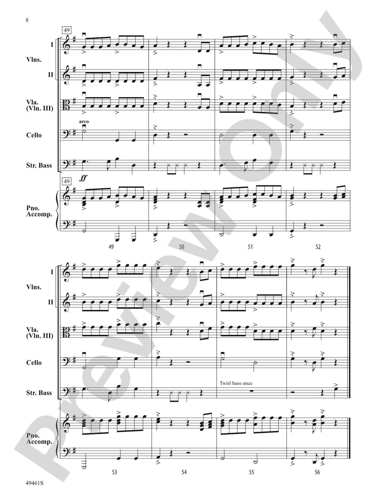 Dance of the Bowless Basses: String Orchestra Conductor Score & Parts