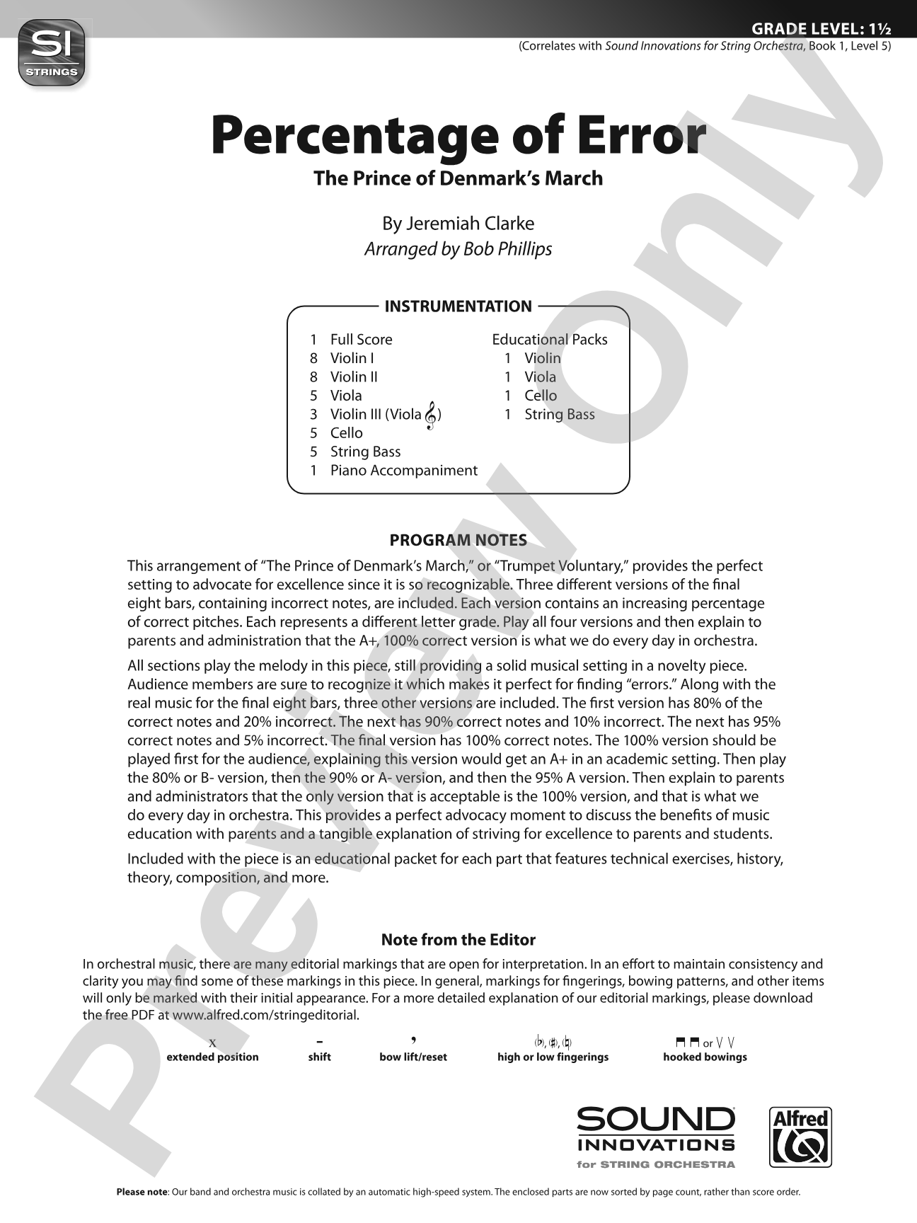 Percentage of Error: String Orchestra Conductor Score & Parts