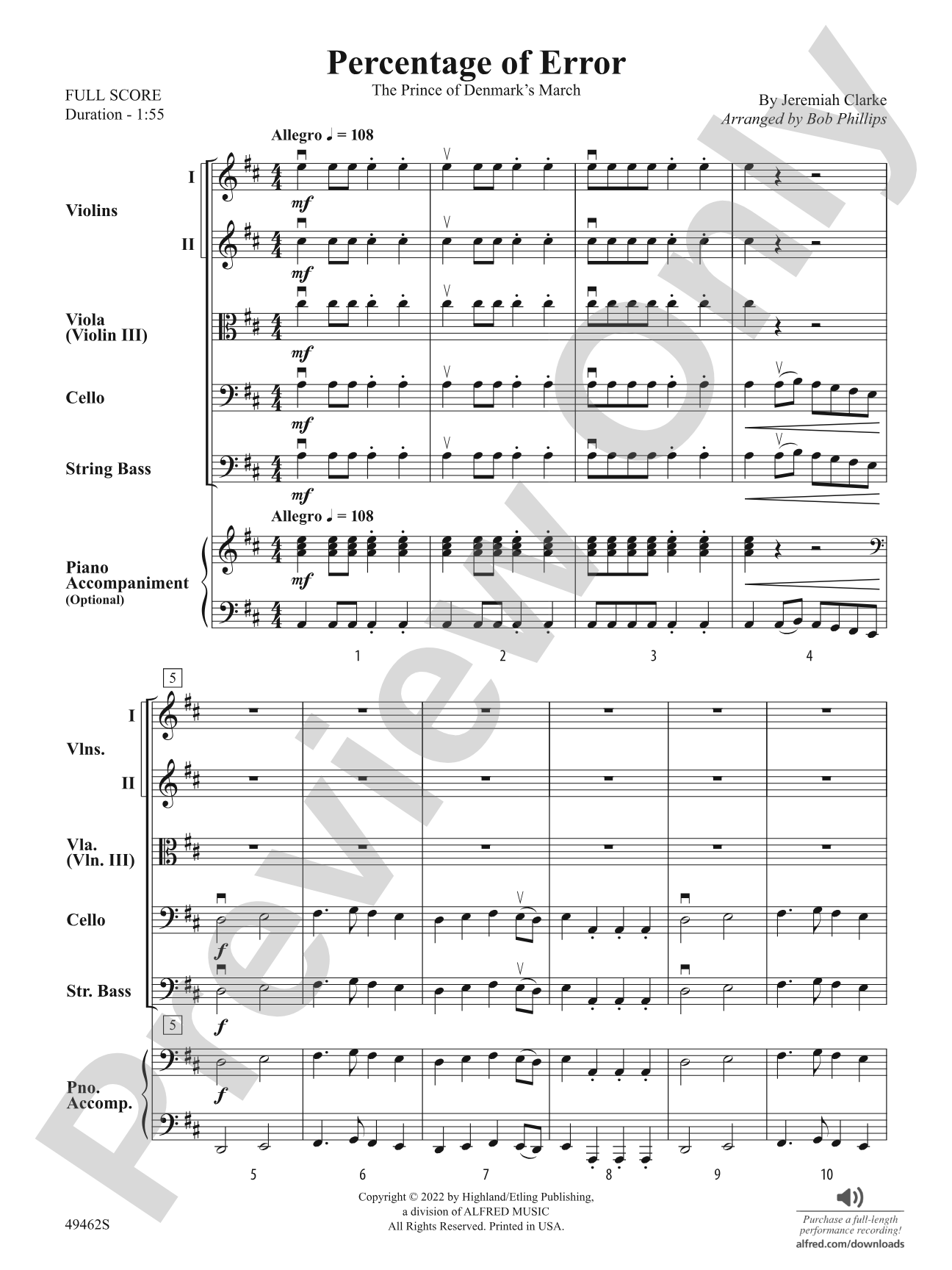 Percentage of Error: String Orchestra Conductor Score & Parts