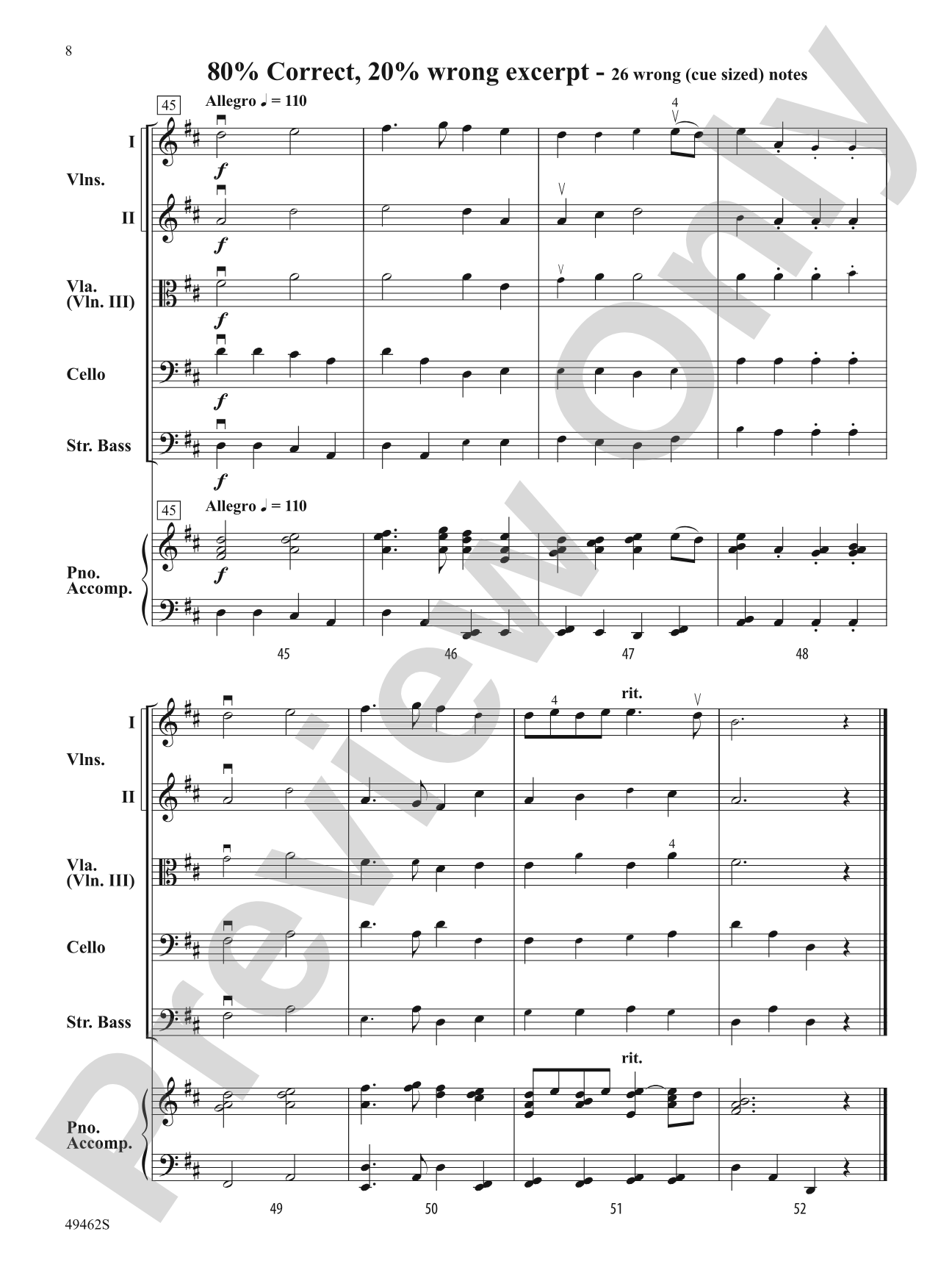 Percentage of Error: String Orchestra Conductor Score & Parts