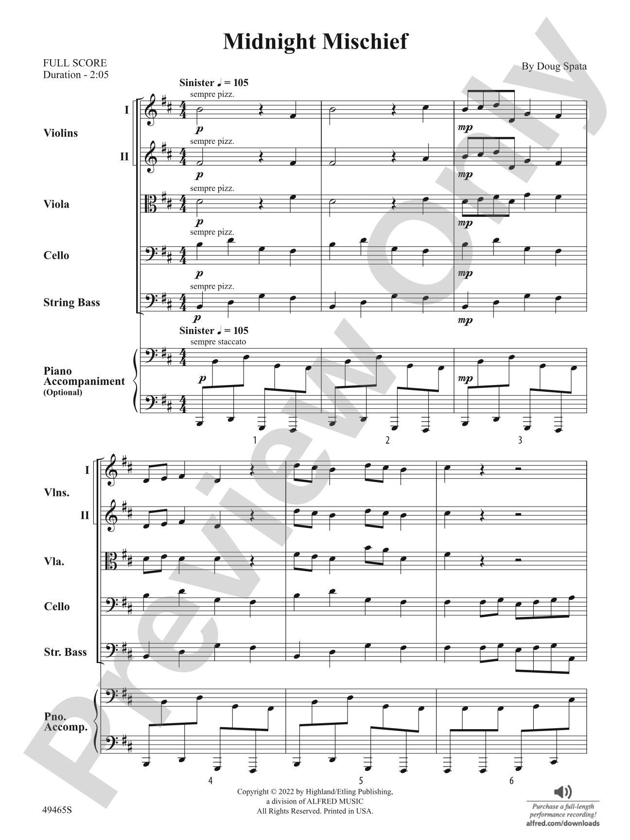 Midnight Mischief: String Orchestra Conductor Score & Parts