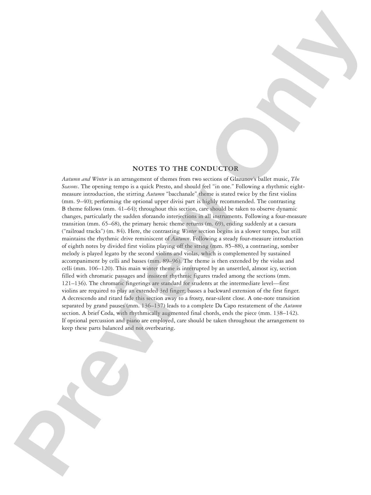 Autumn and Winter: String Orchestra Conductor Score & Parts