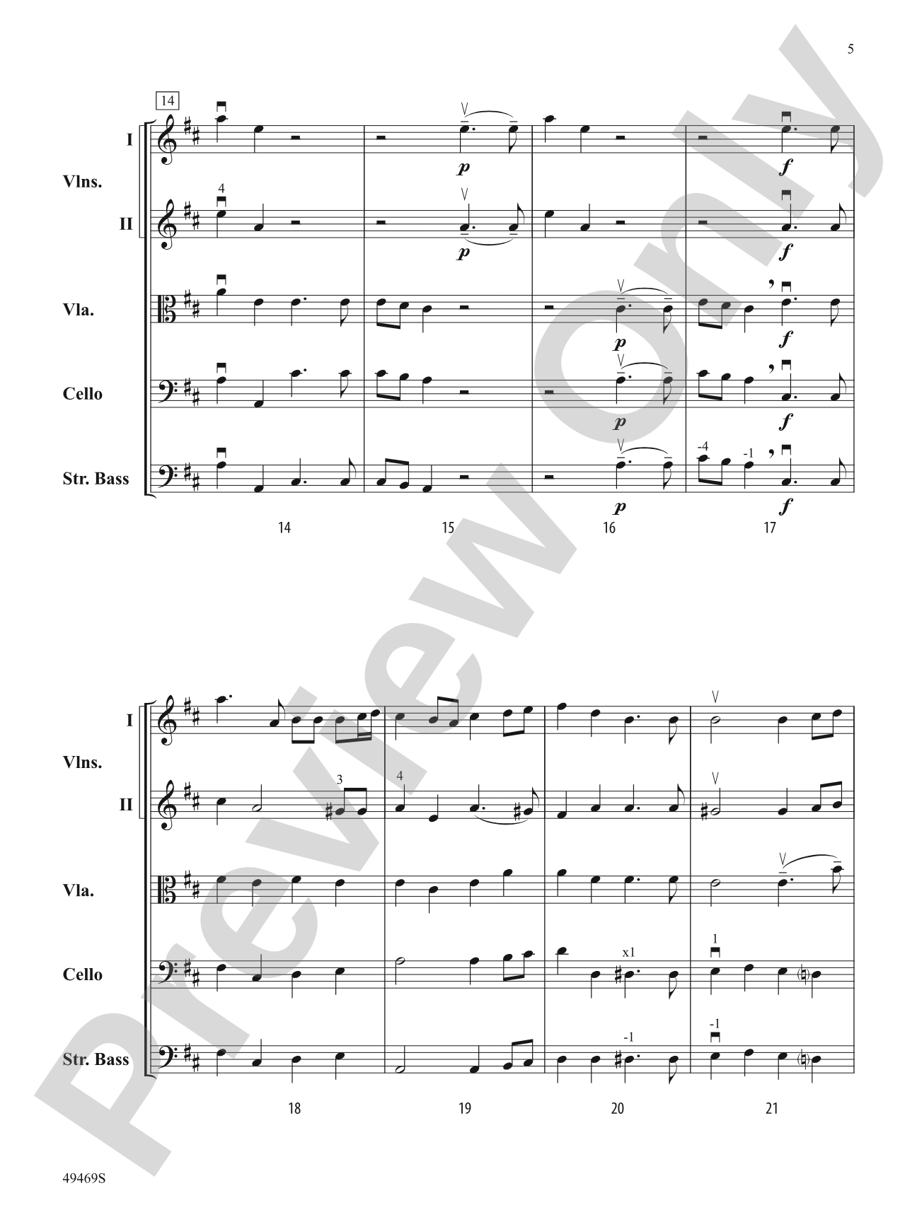 Selections from Music for the Royal Fireworks: Flexible String Ensemble Score & Parts