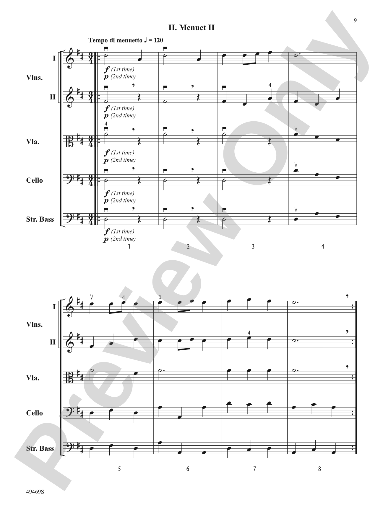 Selections from Music for the Royal Fireworks: Flexible String Ensemble Score & Parts