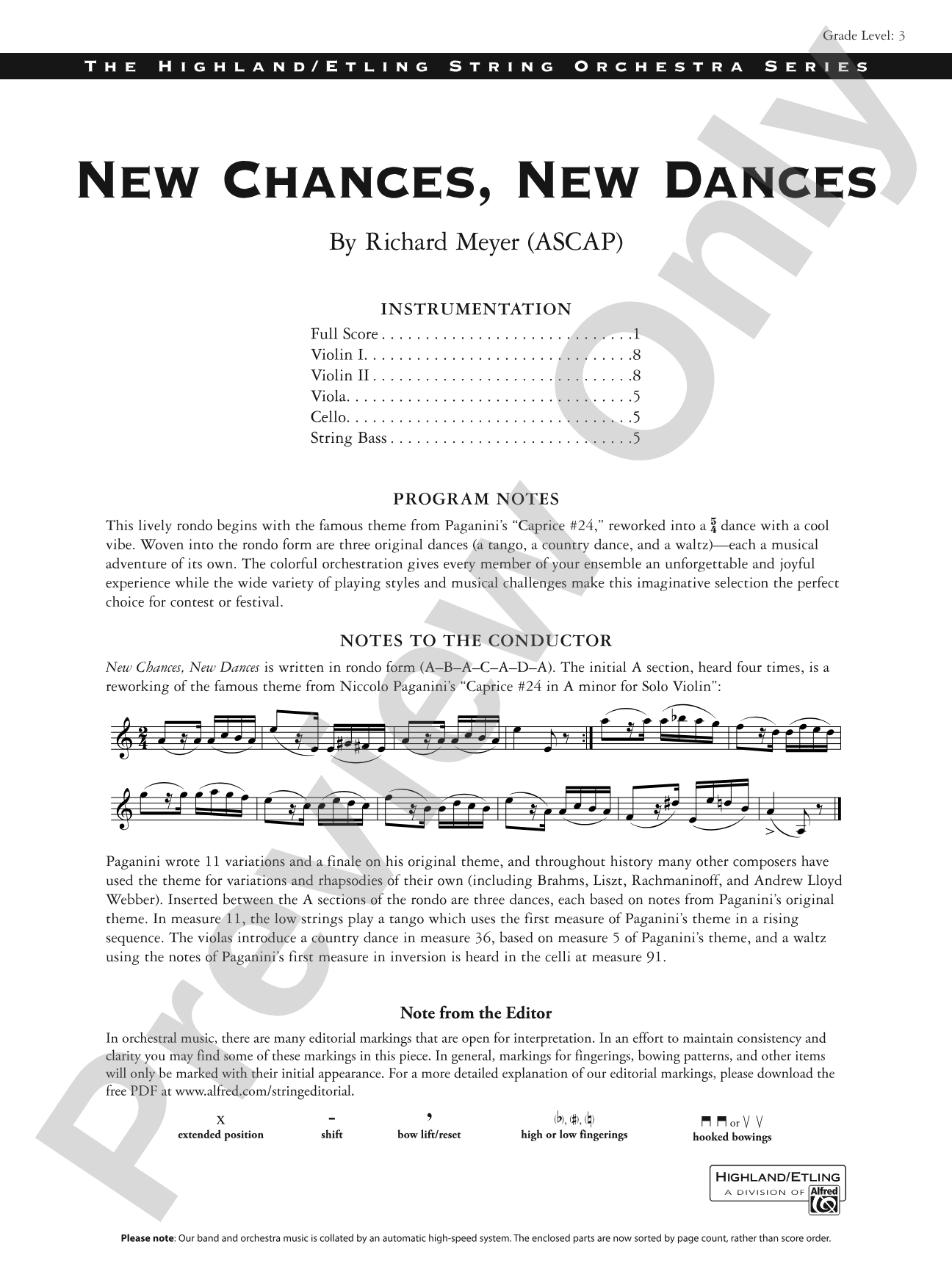 New Chances, New Dances: String Orchestra Conductor Score & Parts