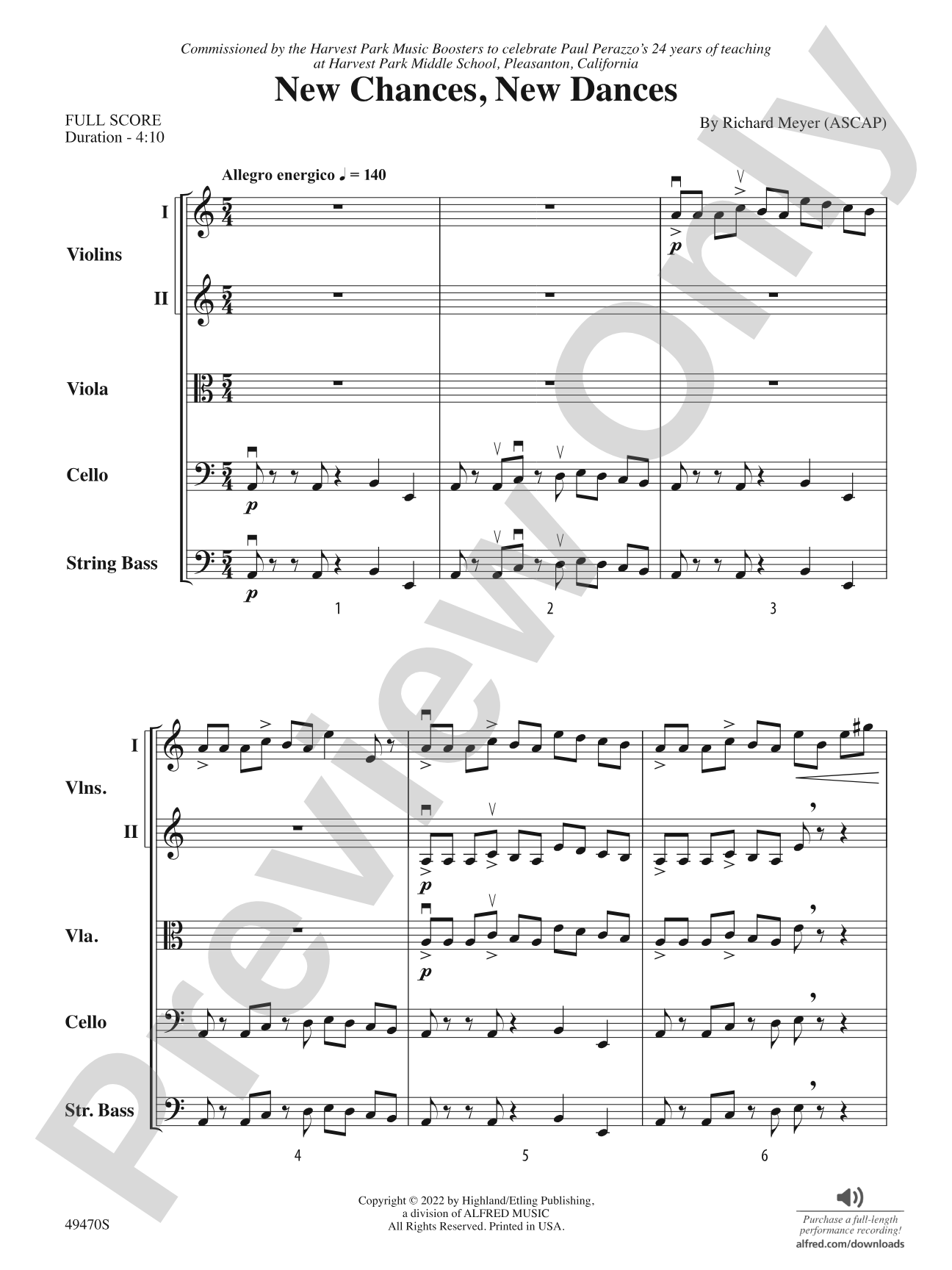 New Chances, New Dances: String Orchestra Conductor Score & Parts