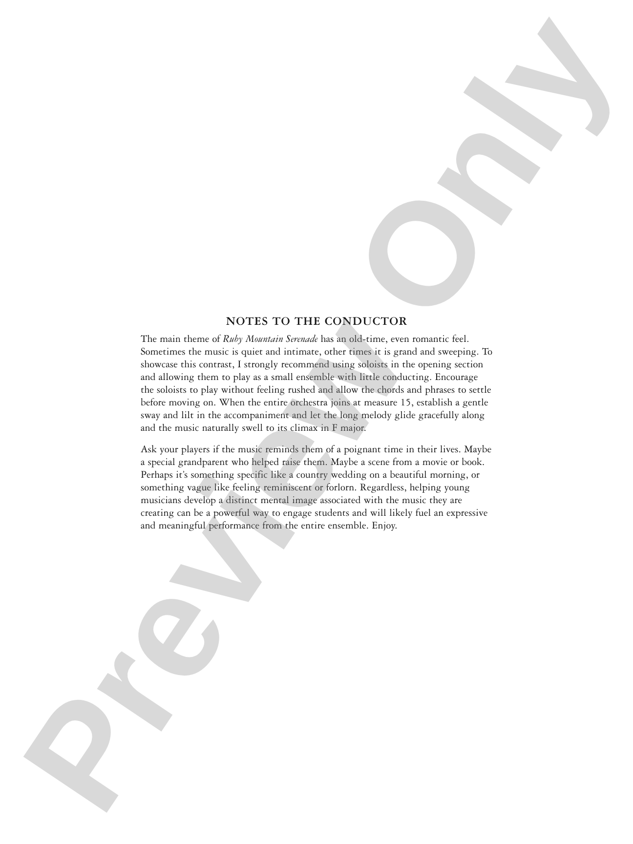 Ruby Mountain Serenade: String Orchestra Conductor Score & Parts