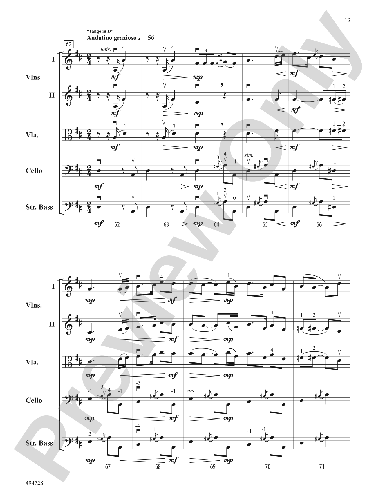 Fantasía Española: String Orchestra Conductor Score & Parts