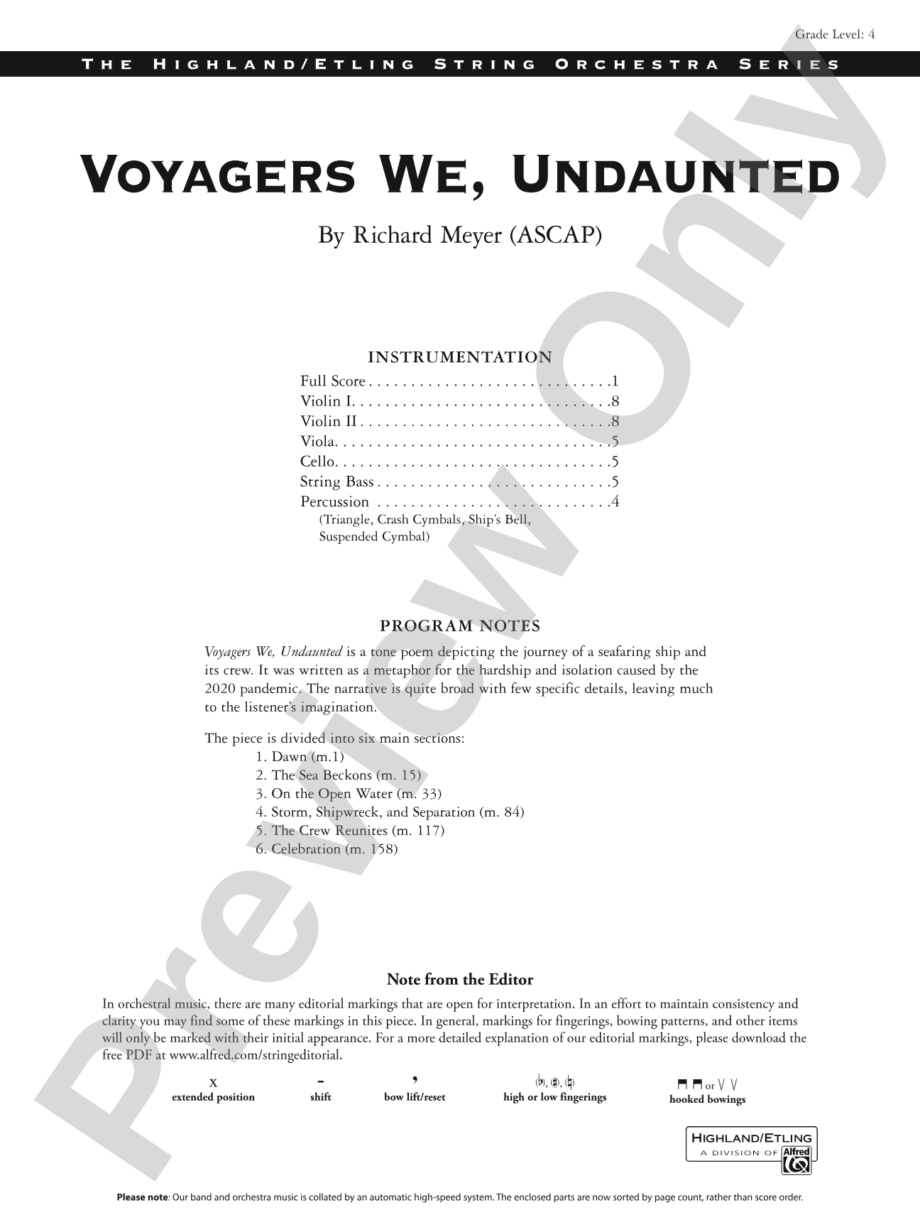 Voyagers We, Undaunted: String Orchestra Conductor Score & Parts