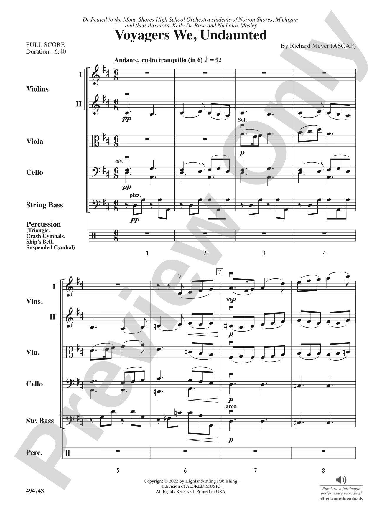 Voyagers We, Undaunted: String Orchestra Conductor Score & Parts