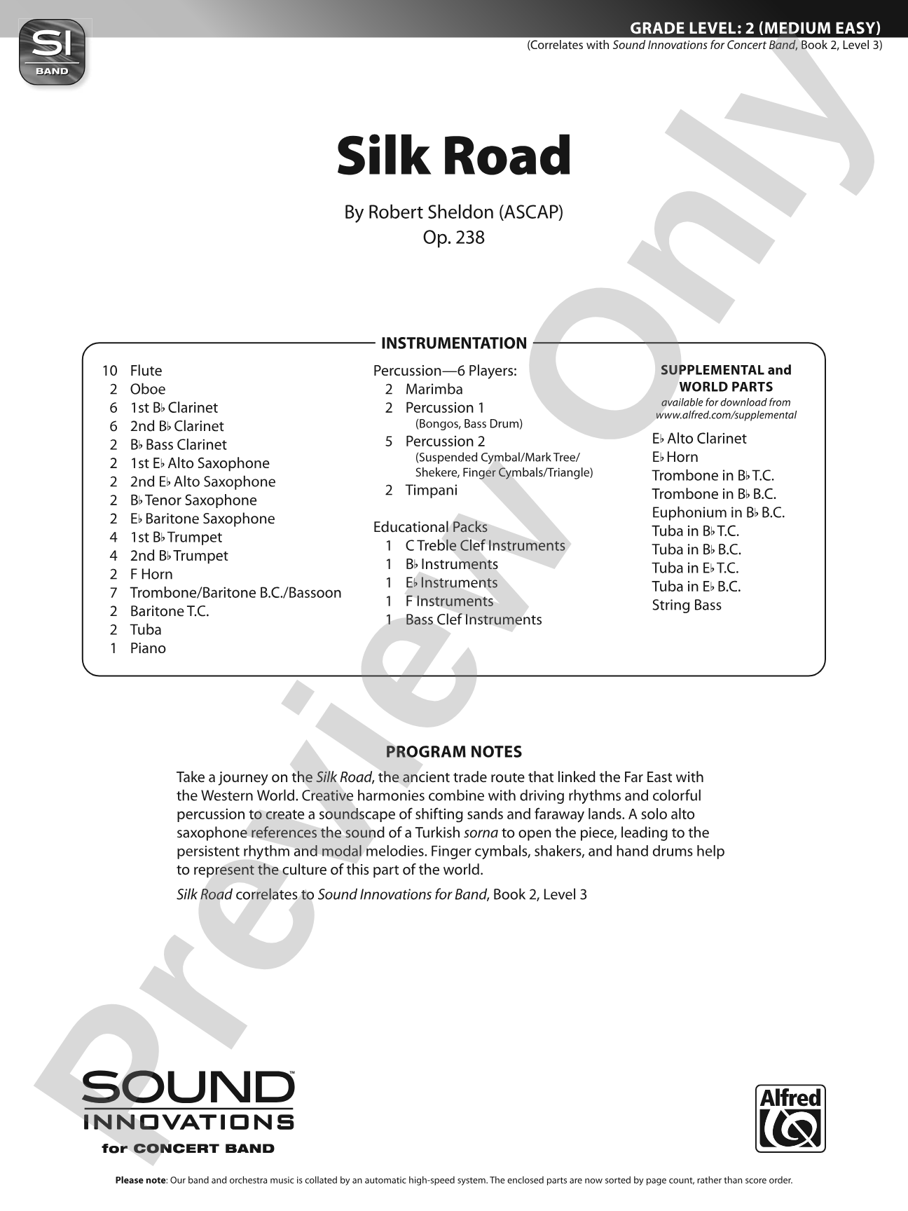 Silk Road: Concert Band Conductor Score & Parts