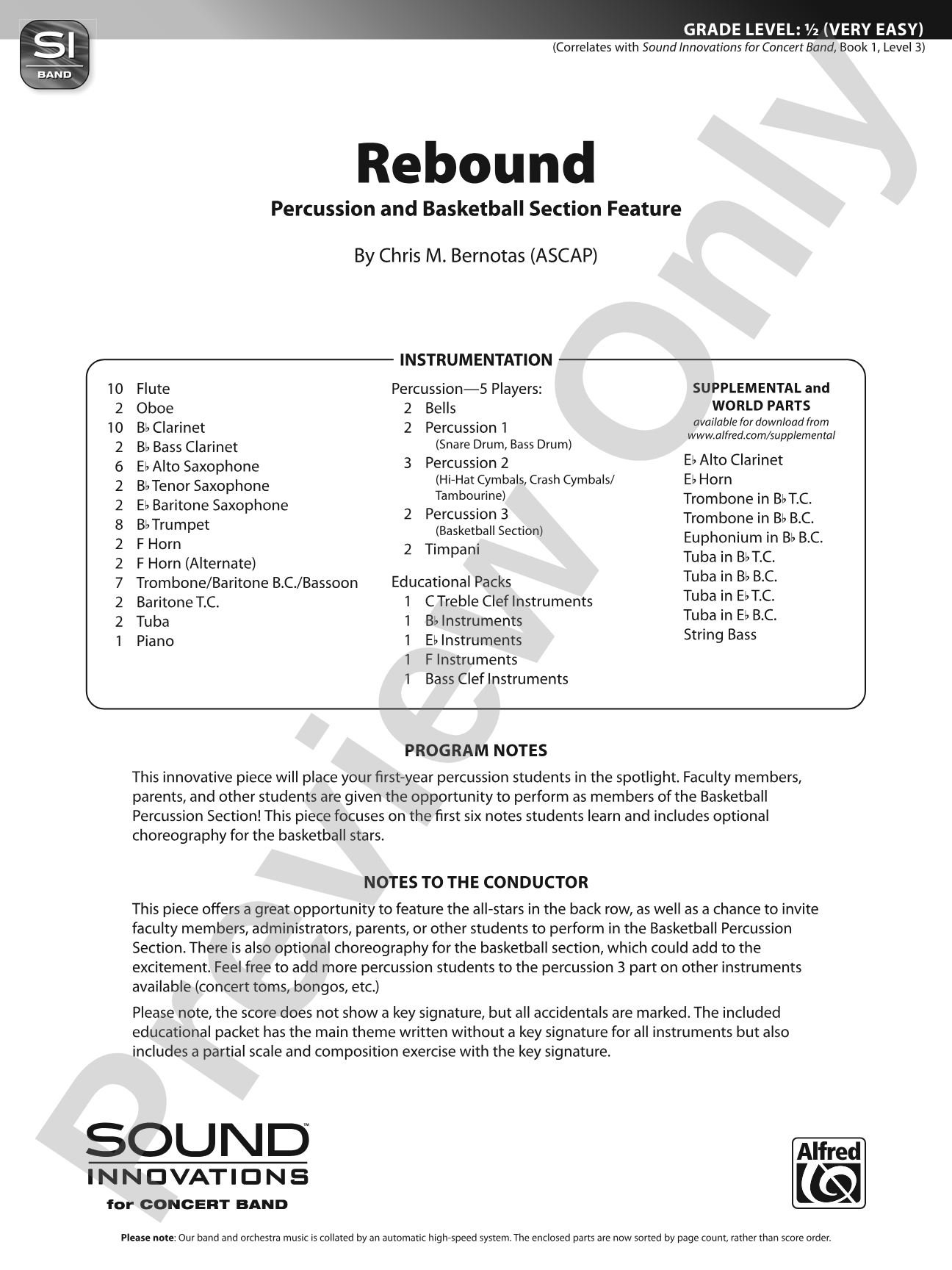 Rebound: Concert Band Conductor Score & Parts