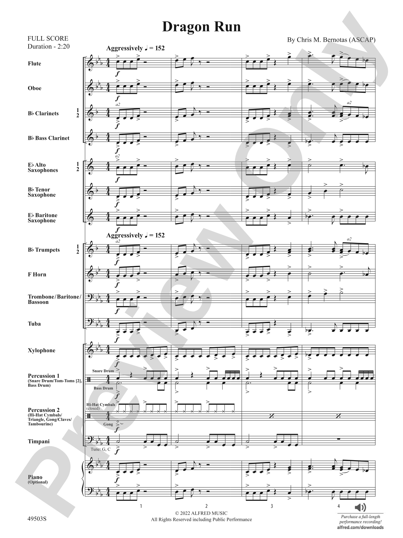 Dragon Run: Concert Band Conductor Score & Parts