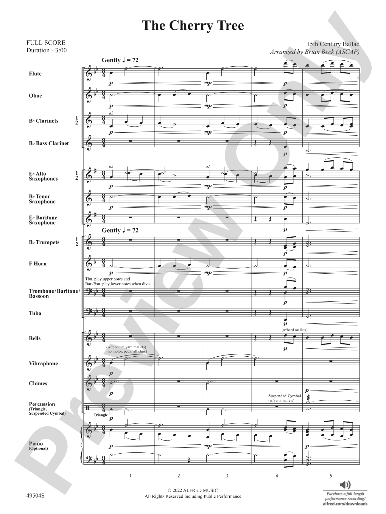 The Cherry Tree: Concert Band Conductor Score & Parts