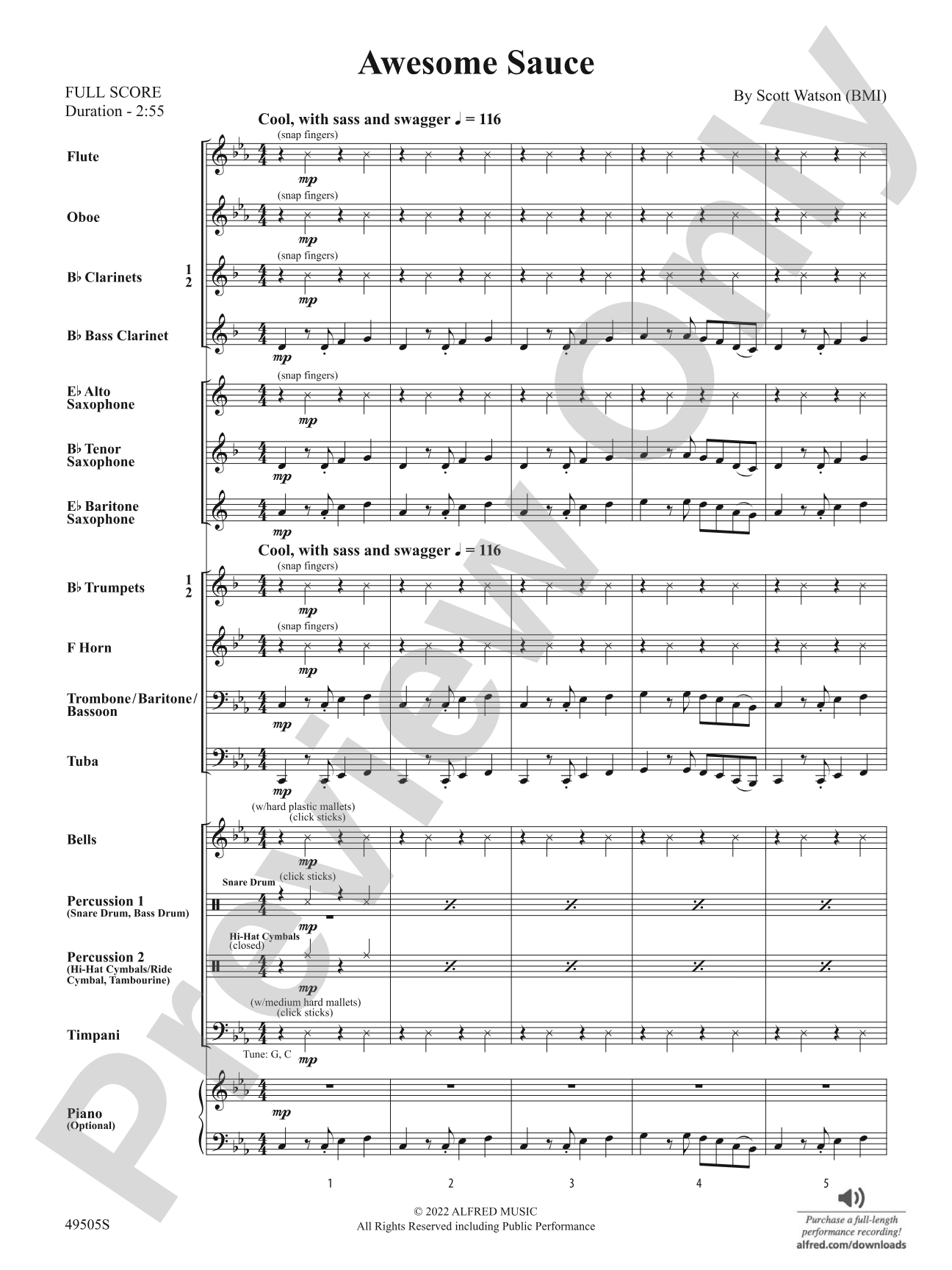 Awesome Sauce: Concert Band Conductor Score & Parts