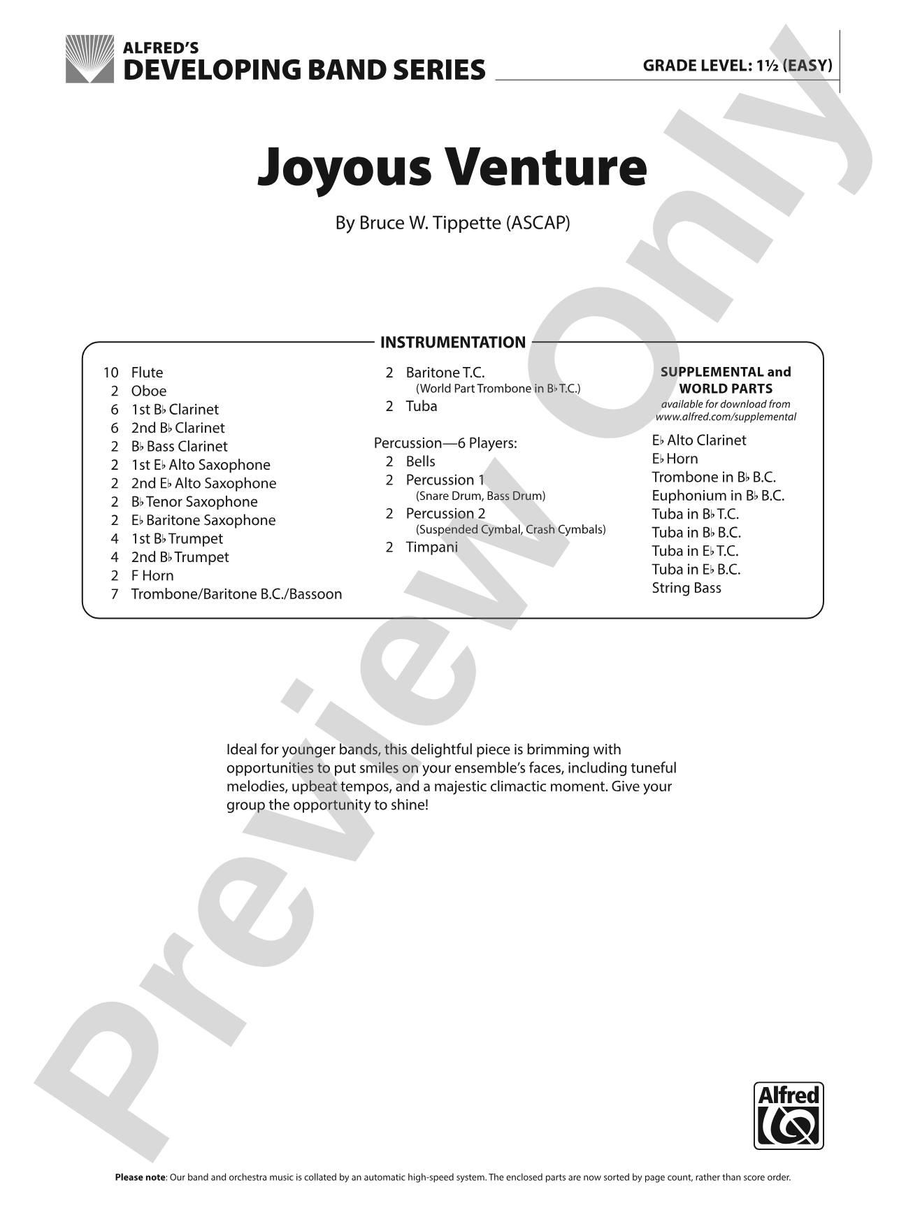 Joyous Venture: Concert Band Conductor Score & Parts