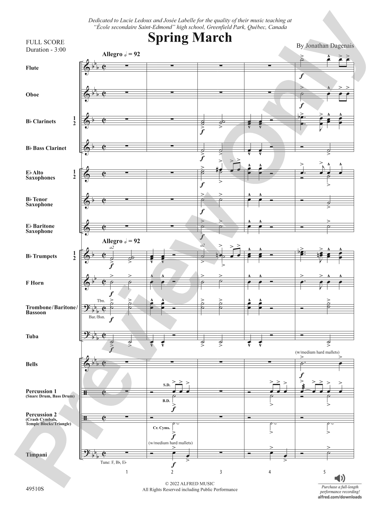Spring March: Concert Band Conductor Score & Parts