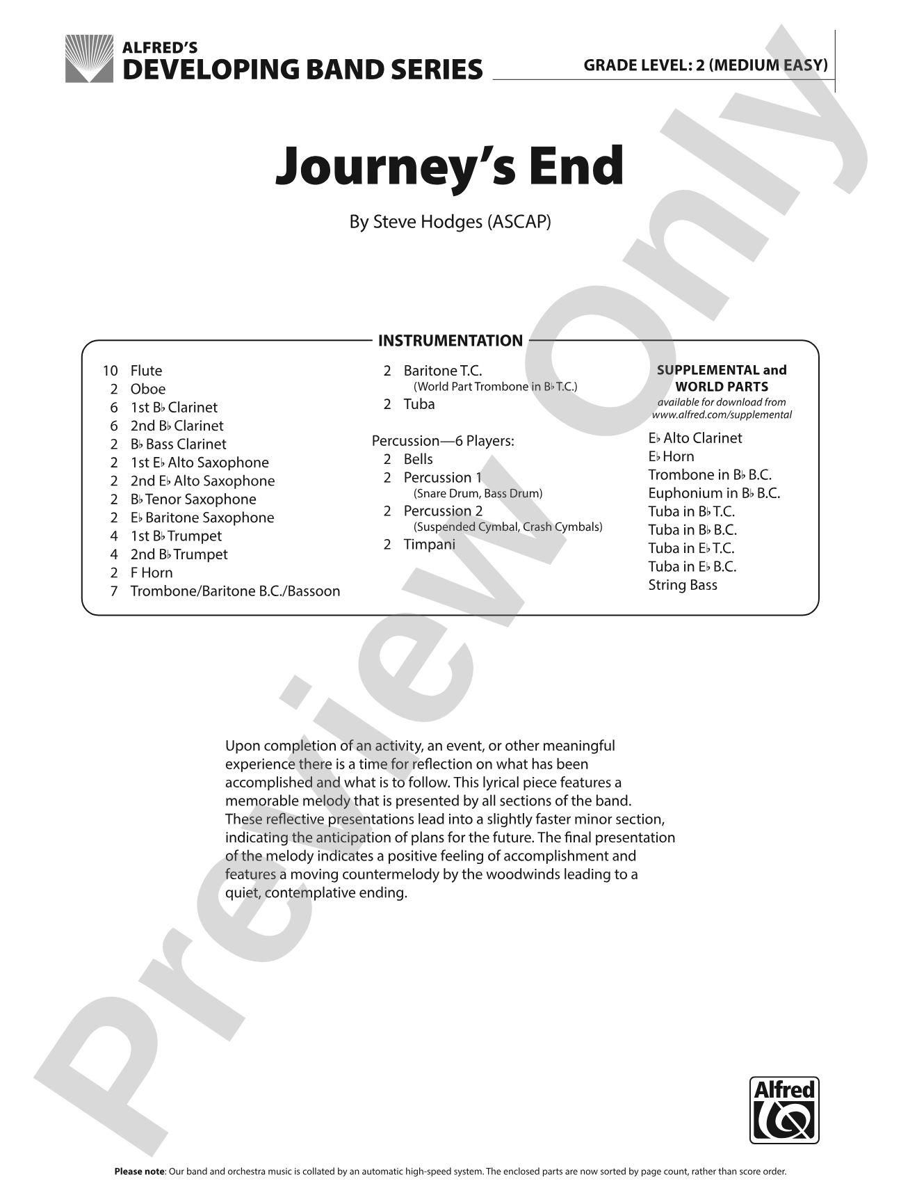 Journey's End: Concert Band Conductor Score & Parts
