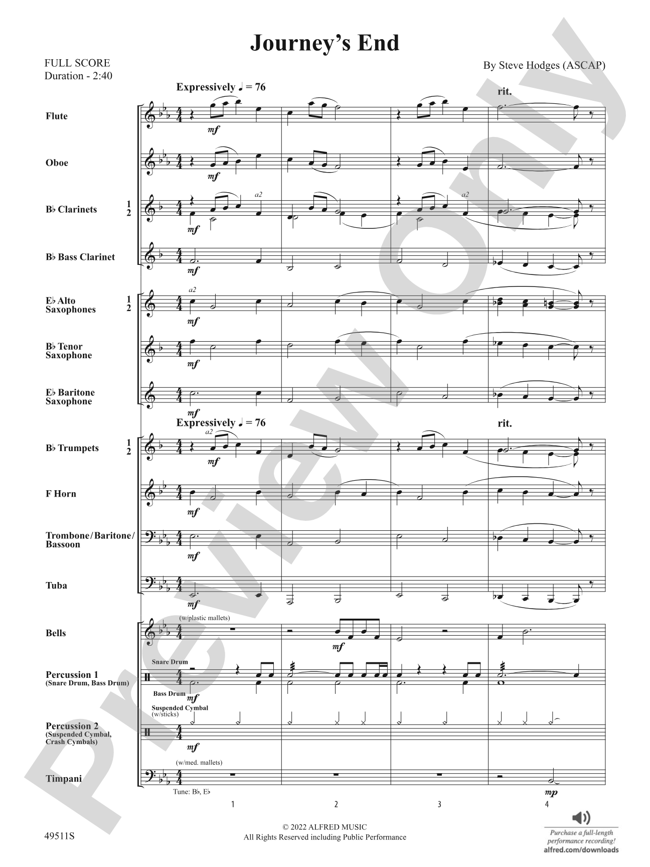 Journey's End: Concert Band Conductor Score & Parts