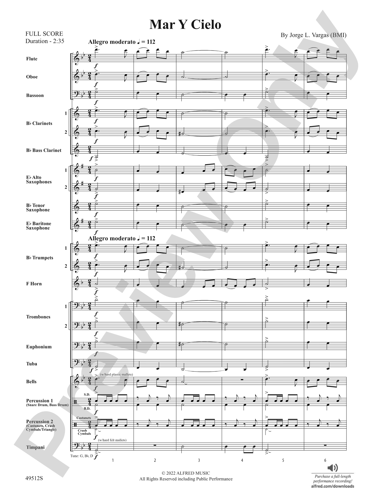 Mar Y Cielo: Concert Band Conductor Score & Parts