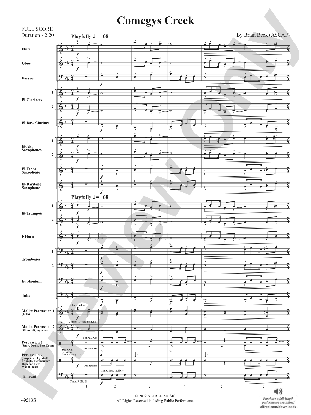 Comegys Creek: Concert Band Conductor Score & Parts