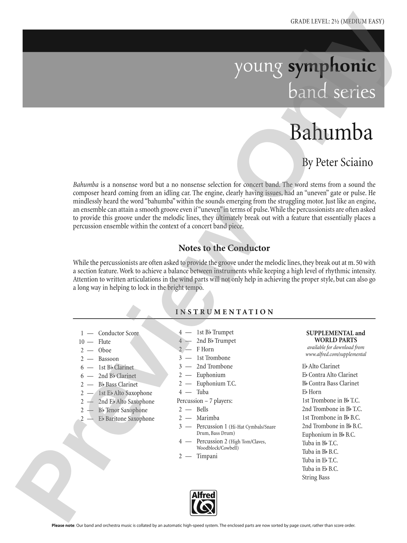Bahumba: Concert Band Conductor Score & Parts