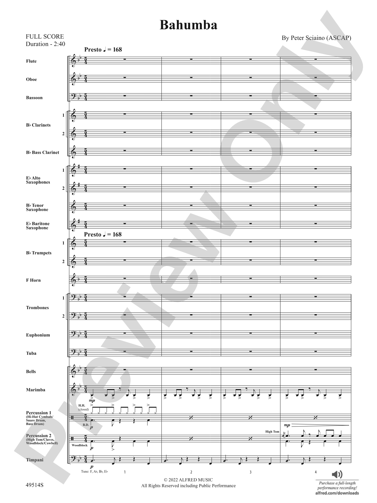 Bahumba: Concert Band Conductor Score & Parts
