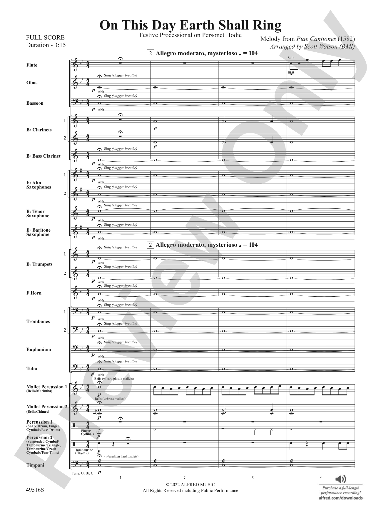 On This Day Earth Shall Ring: Concert Band Conductor Score & Parts