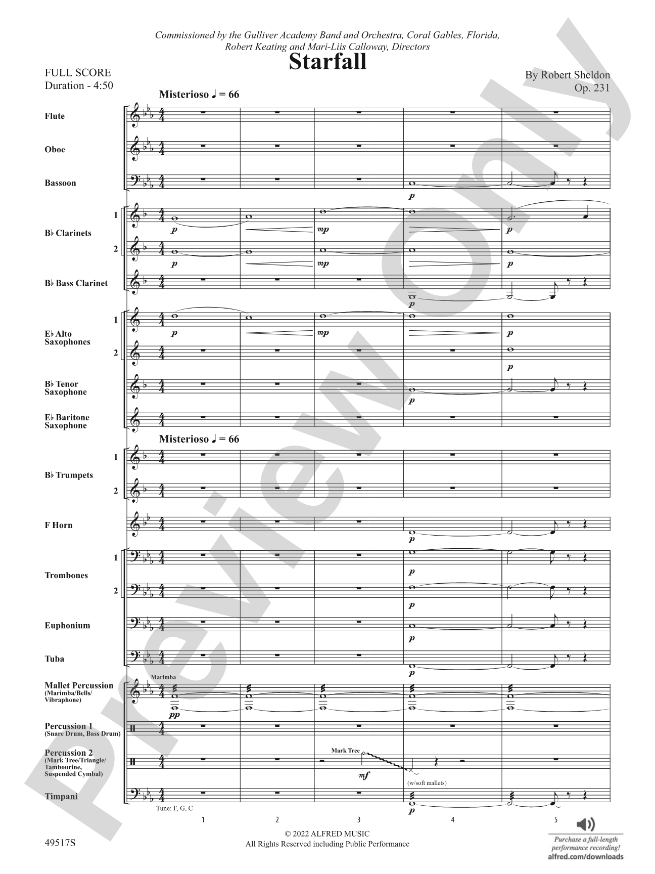 Starfall: Concert Band Conductor Score & Parts